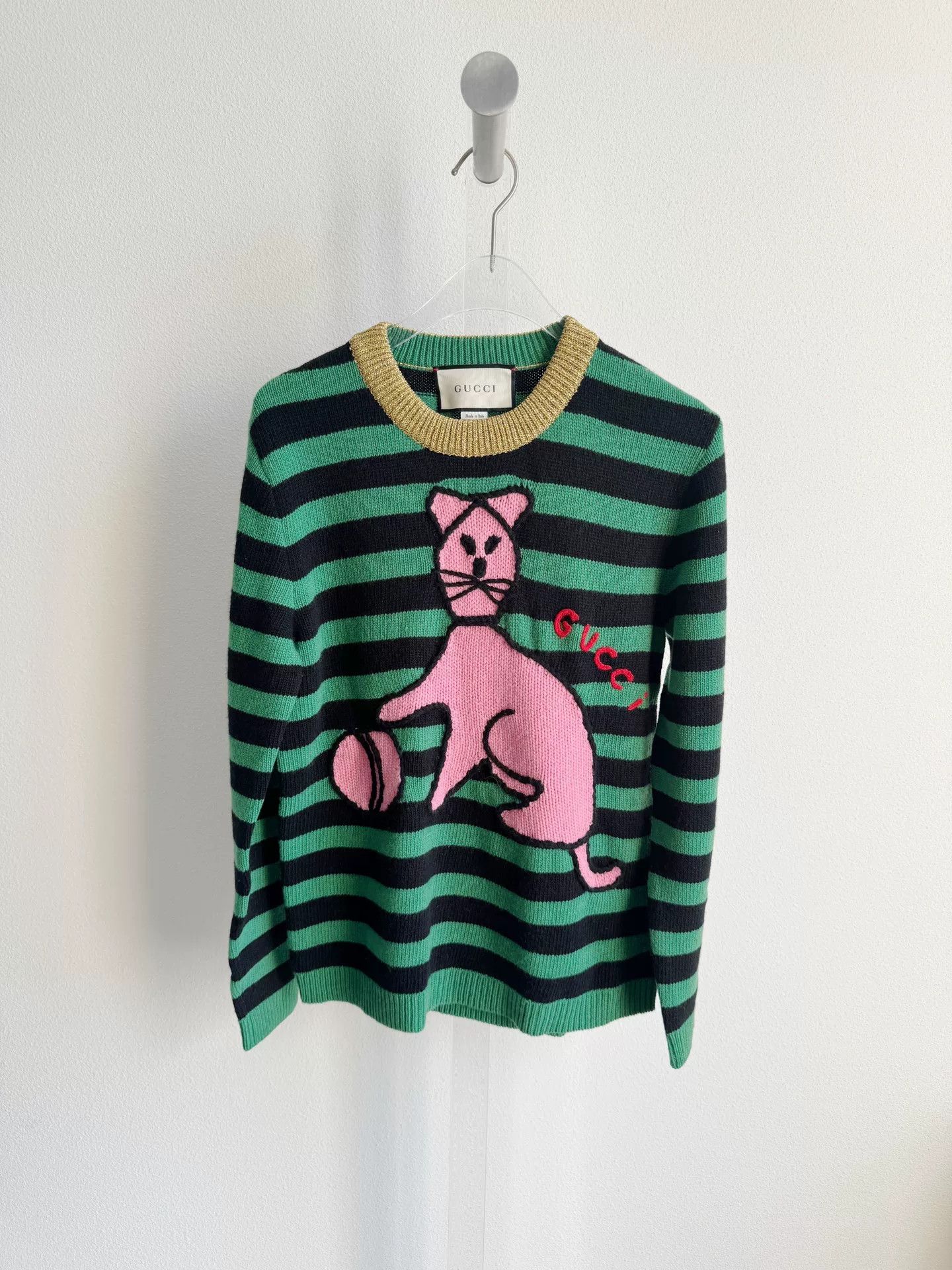 Gucci Gucci Green Cat Striped Sweater XS Size XS / US 0-2 / IT 36-38 - 1 Thumbnail