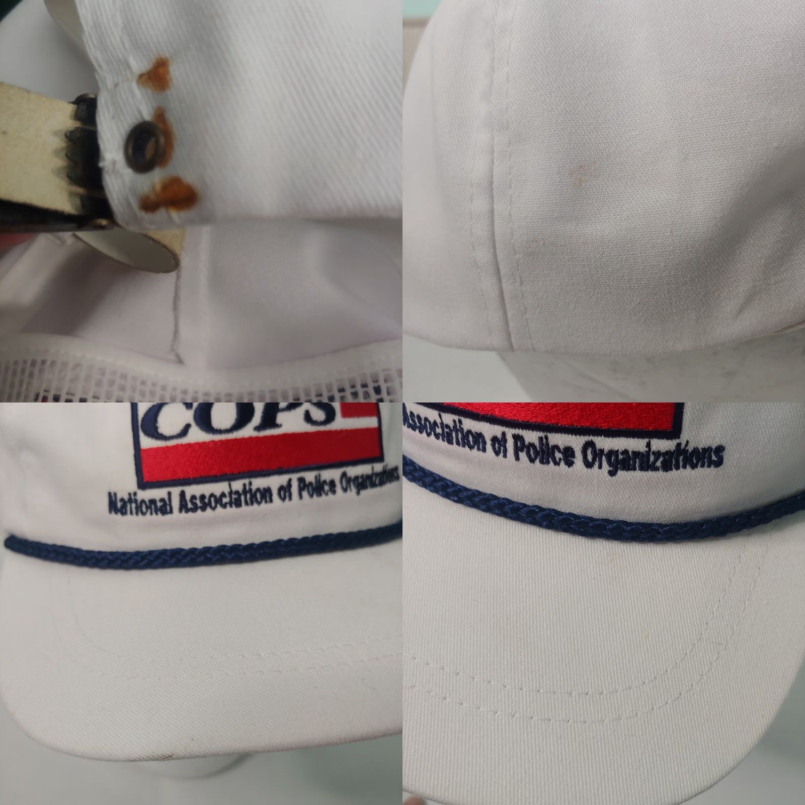 Vintage VINTAGE NAPO Top Cops Cap Hat USA Flag Police White Canvas Strap Back Flaws Classic Sportswear Men Adjustable Embroidered Canvas Cap Police Theme 90s? Size US M / EU 48-50 / 2 - 8 Thumbnail