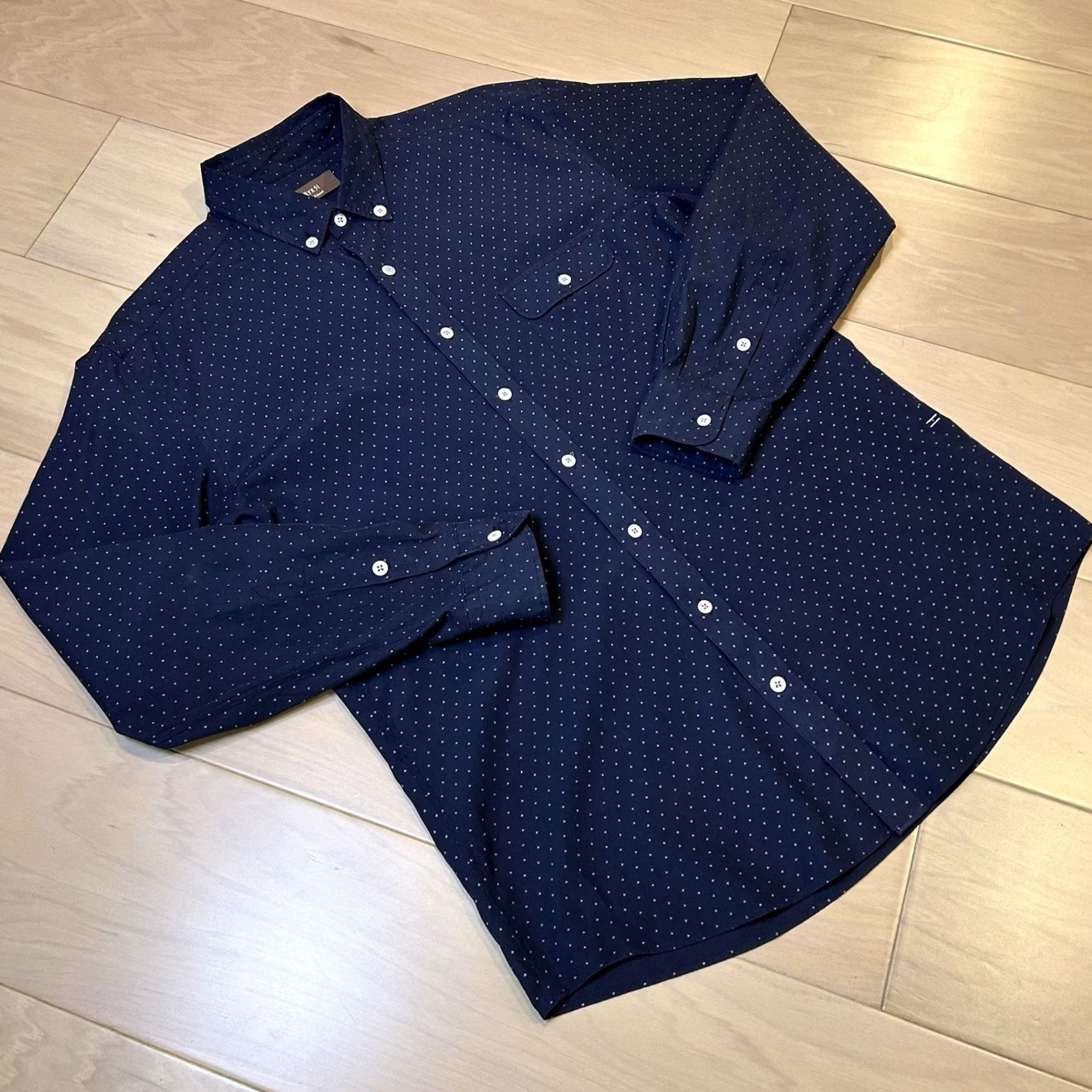 Vintage Rye 51 Button-Up Shirt Long Sleeve Men’s Large Blue Cotton Solid Knit Pattern Casual Formal Workwear Regular Vintage: No Size US L / EU 52-54 / 3 - 2 Thumbnail