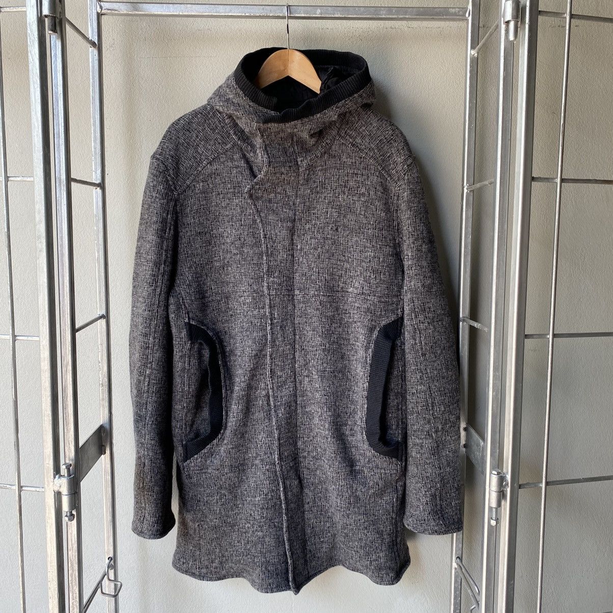 Emporio Armani EMPORIO ARMANI Grey Knit Hooded Coat Size S / US 4 / IT 40 - 16 Thumbnail