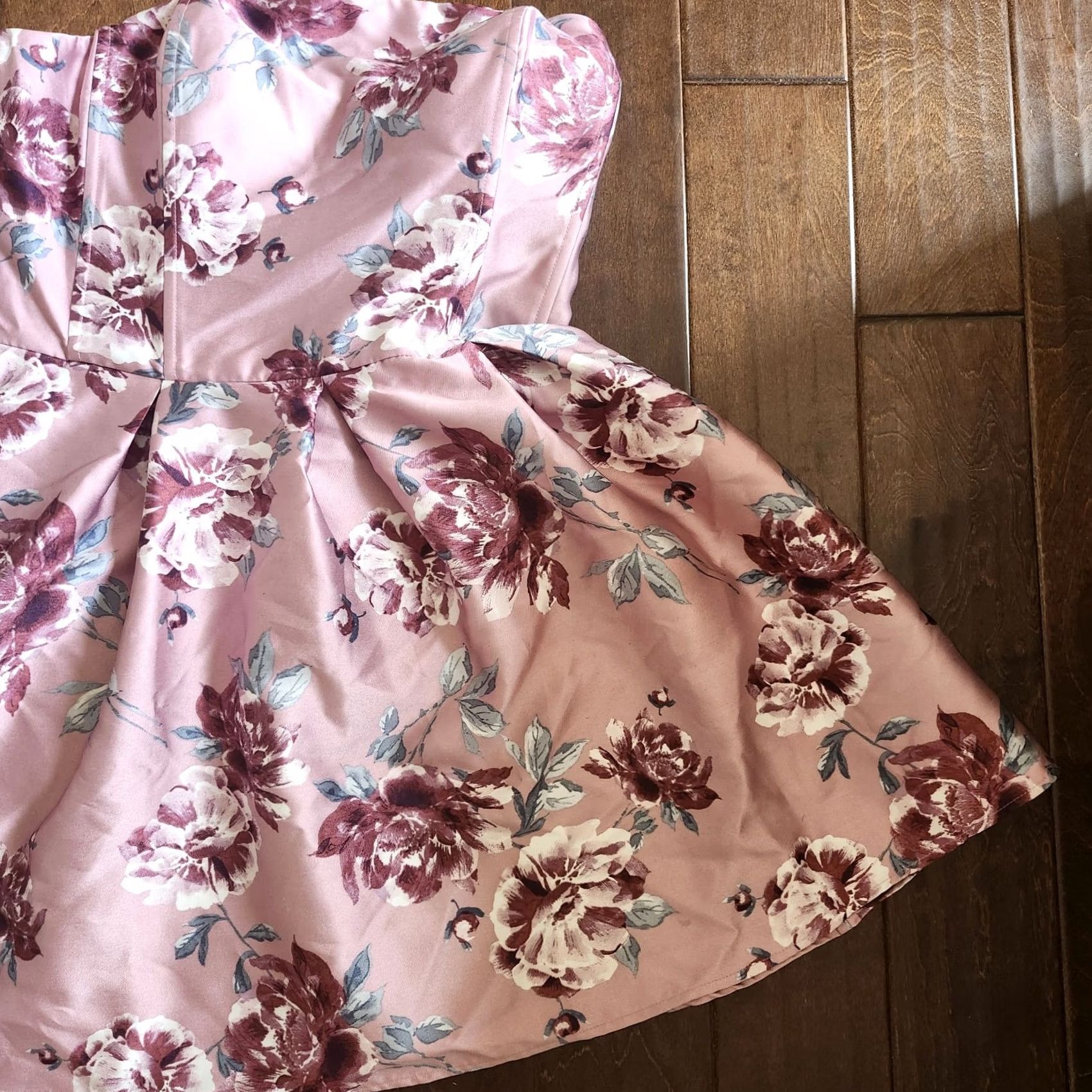Vintage Speechless Womens Pink Floral Strapless Short Fit & Flare Dress - Size 17 Size 38" / US 16 / IT 52 - 4 Thumbnail