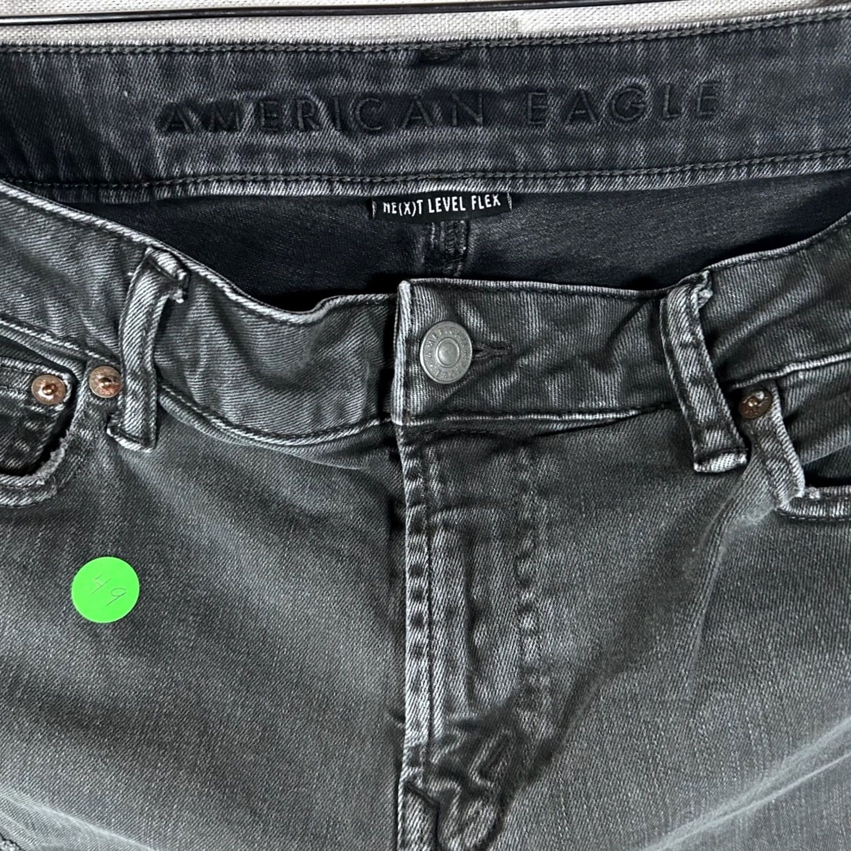 American Eagle Outfitters American Eagle Jeans Next Level Flex Skinny Mens 30x30 Black Distressed Ripped Jeans Size US 30 / EU 46 - 2 Thumbnail