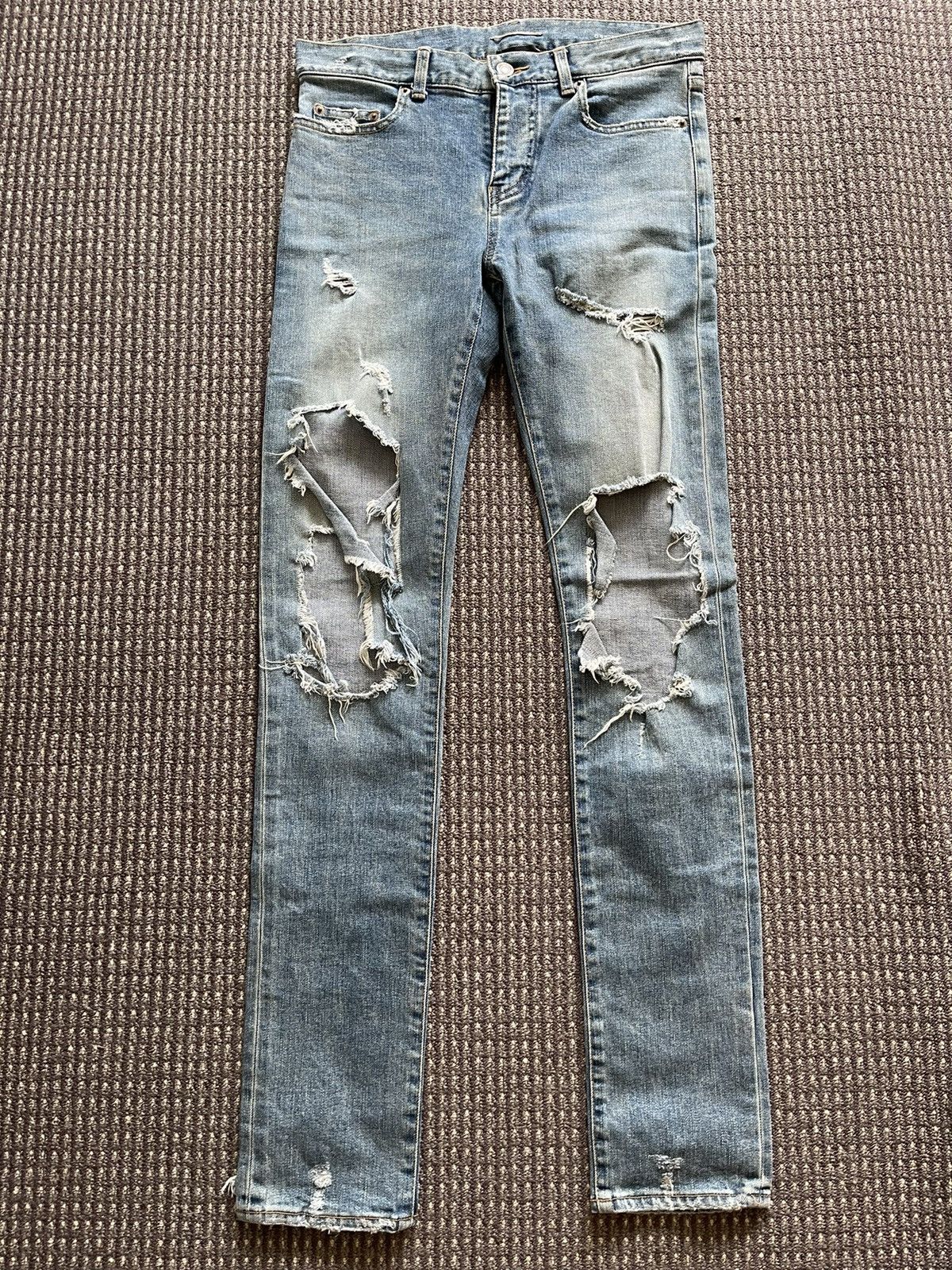 Pre-owned Hedi Slimane X Saint Laurent Paris Slp 15aw Distressed Jeans