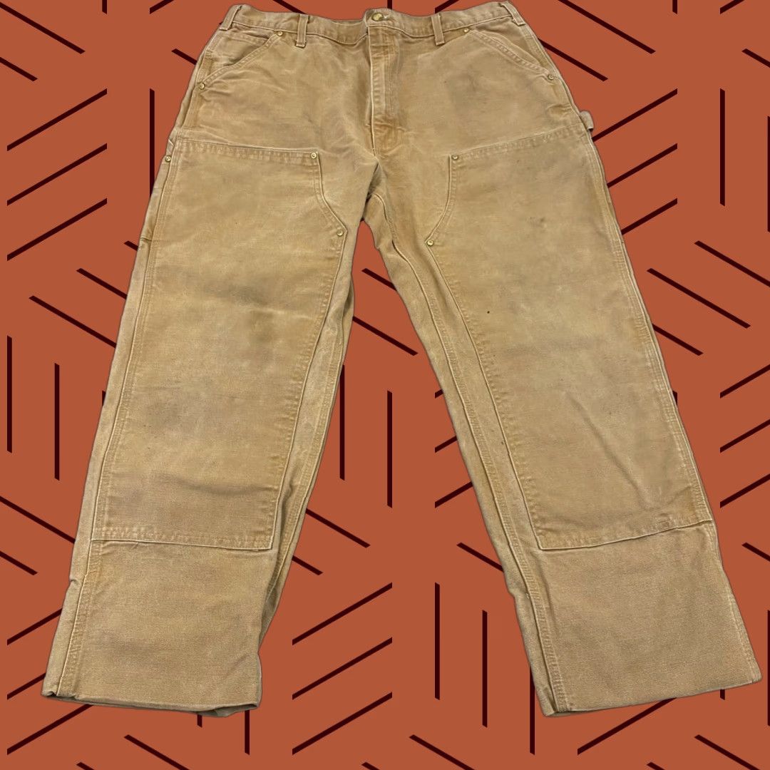 Carhartt Carhartt Duck Canvas Double Knee Work Dungaree Pants BRN Mens 38x28 Wear Size US 36 / EU 52 - 1 Thumbnail
