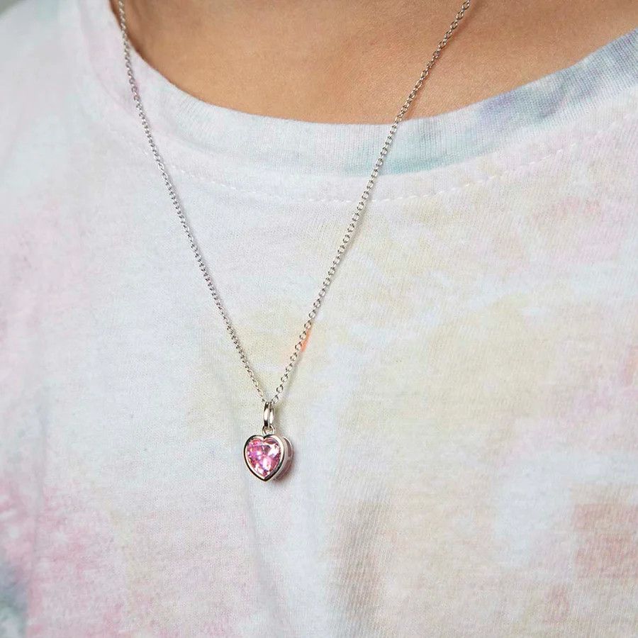 Other CZ Birthstone Heart Pendant/Necklace - Sterling Silver Size ONE SIZE - 3 Thumbnail