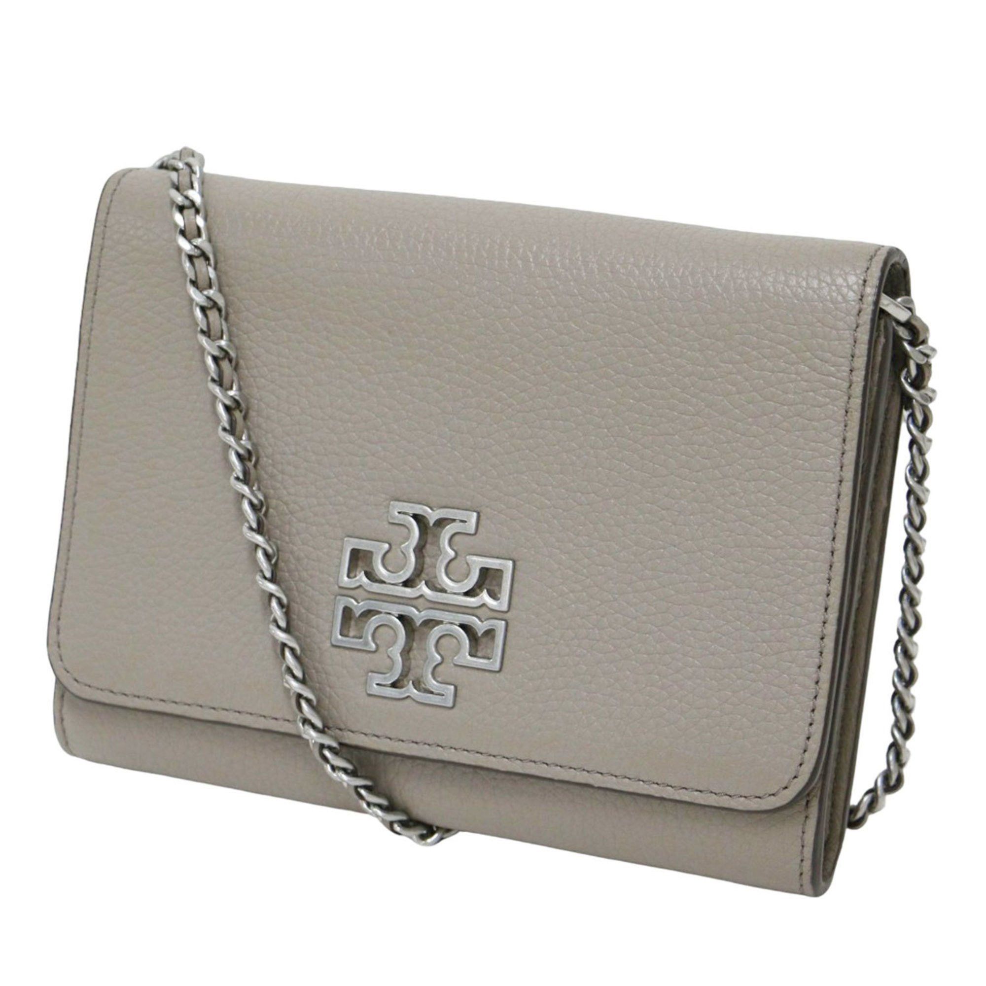 Tory Burch Tory Burch Wallet Grey Britain Chain BRITTEN Shoulder Bag Crossbody Leather Women's Size ONE SIZE - 1 Thumbnail