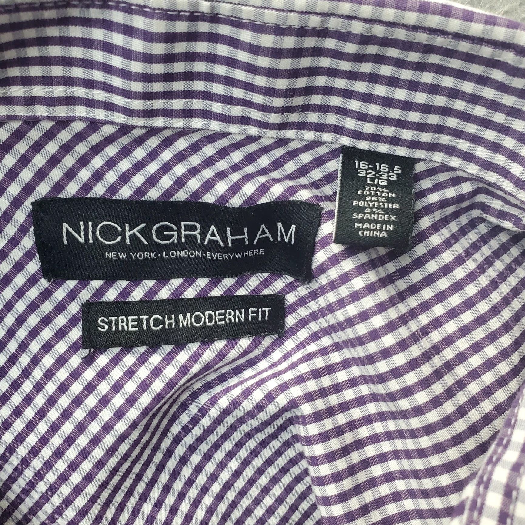 Vintage Nick Graham Dress Shirt Mens L Multi Gingham Stretch Modern Fit Button Down Size 42R - 8 Thumbnail