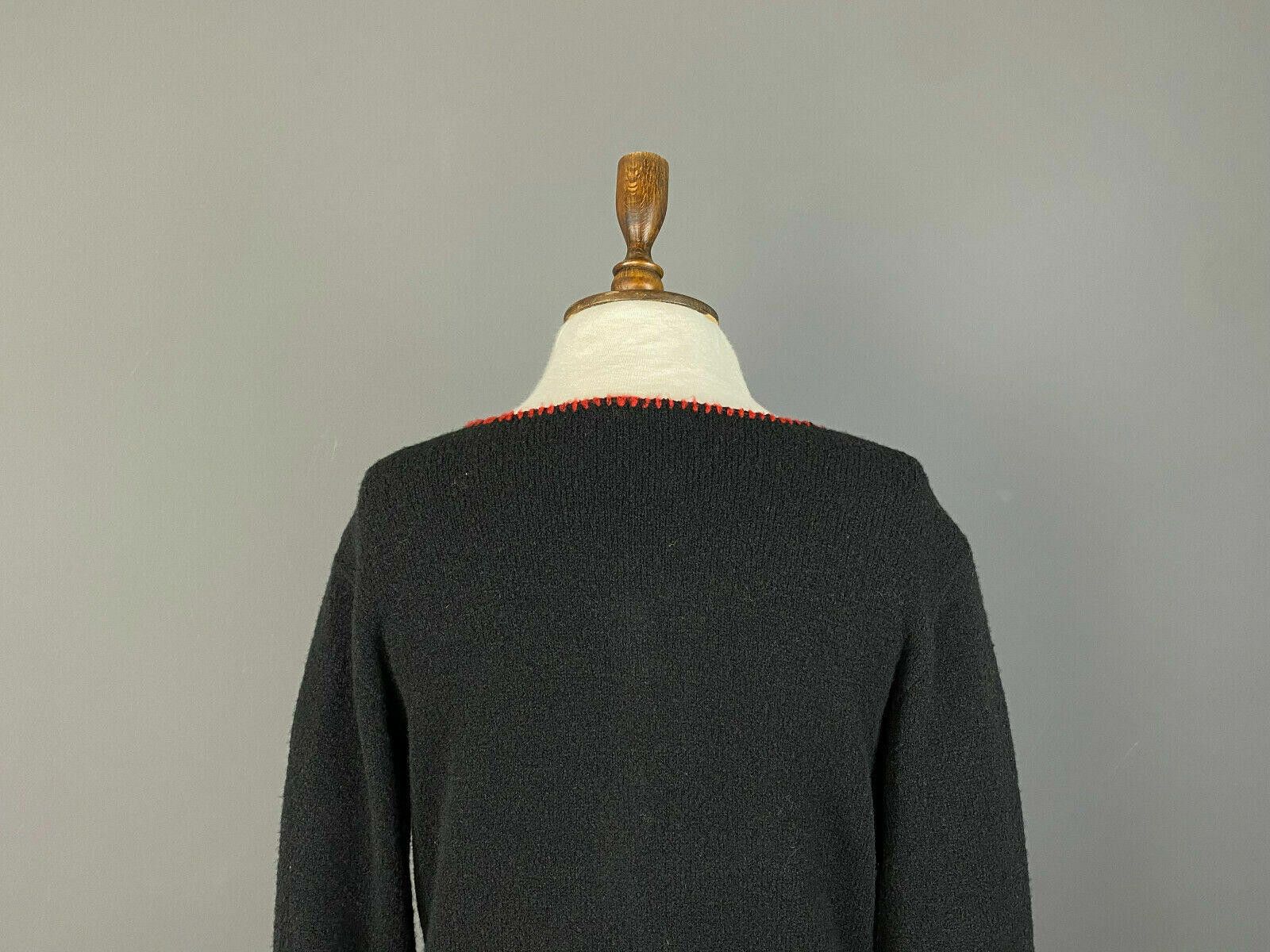 Designer Elisa Cavaleti Italia Black Red Stripe Wool Sweater XL / 4 Size XL / US 12-14 / IT 48-50 - 6 Thumbnail