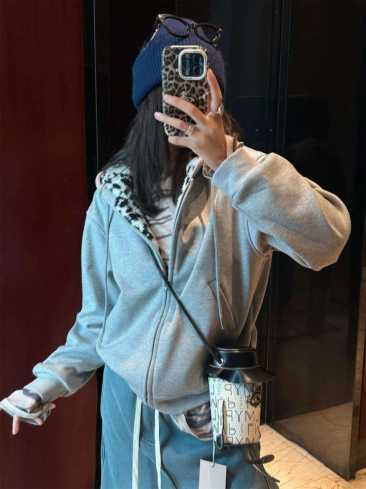 Other Unisex Zip Hoodie – Leopard Lined Interior Size M / US 6-8 / IT 42-44 - 2 Thumbnail