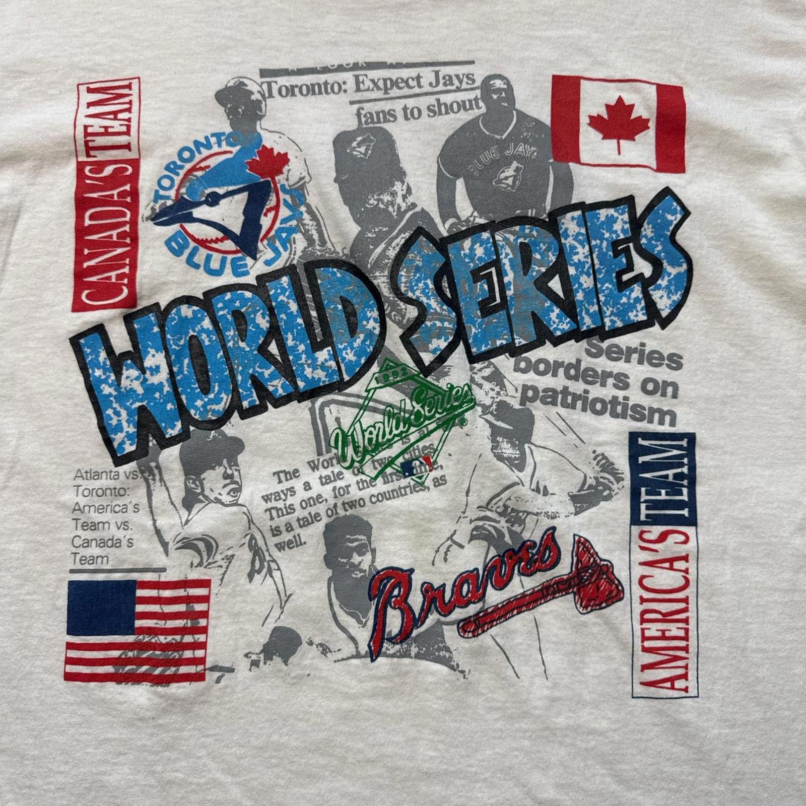 Fruit Of The Loom MBL Blue Jays Vs Braves 1992 "The First World Series" TShirt Size US XL / EU 56 / 4 - 3 Thumbnail