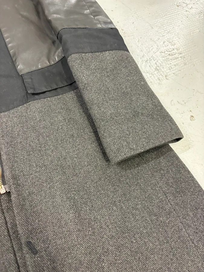 Dirk Bikkembergs 2000s Bikkembergs Dark Grey Hybrid Wool & Leather Coat Size US S / EU 44-46 / 1 - 8 Thumbnail
