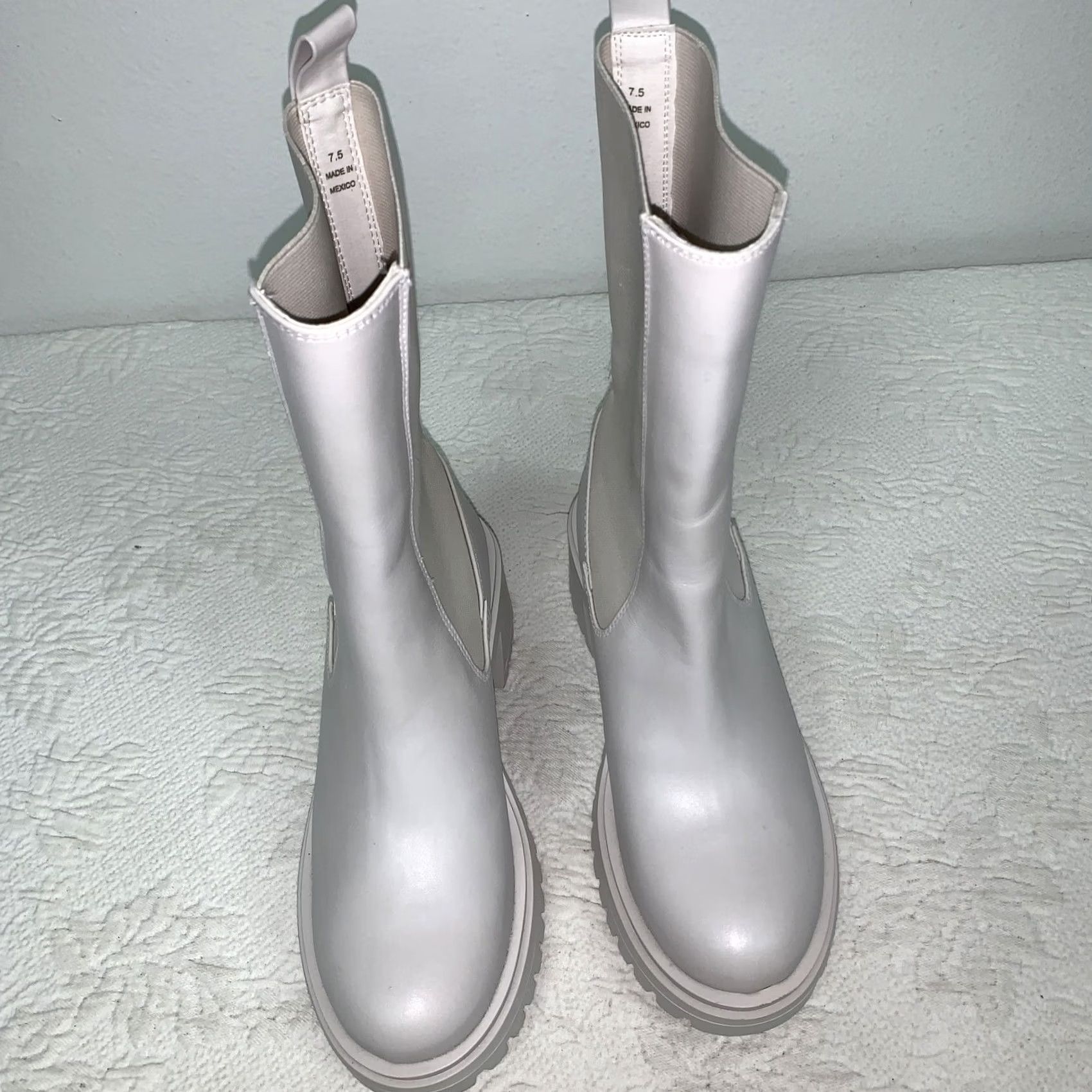 Steve Madden Steve Madden Boot Bootie Bone Block Heel Pull On Mid Calf Chunky Moto Ankl 7.5 Womens Size US 8 / IT 38 - 2 Thumbnail
