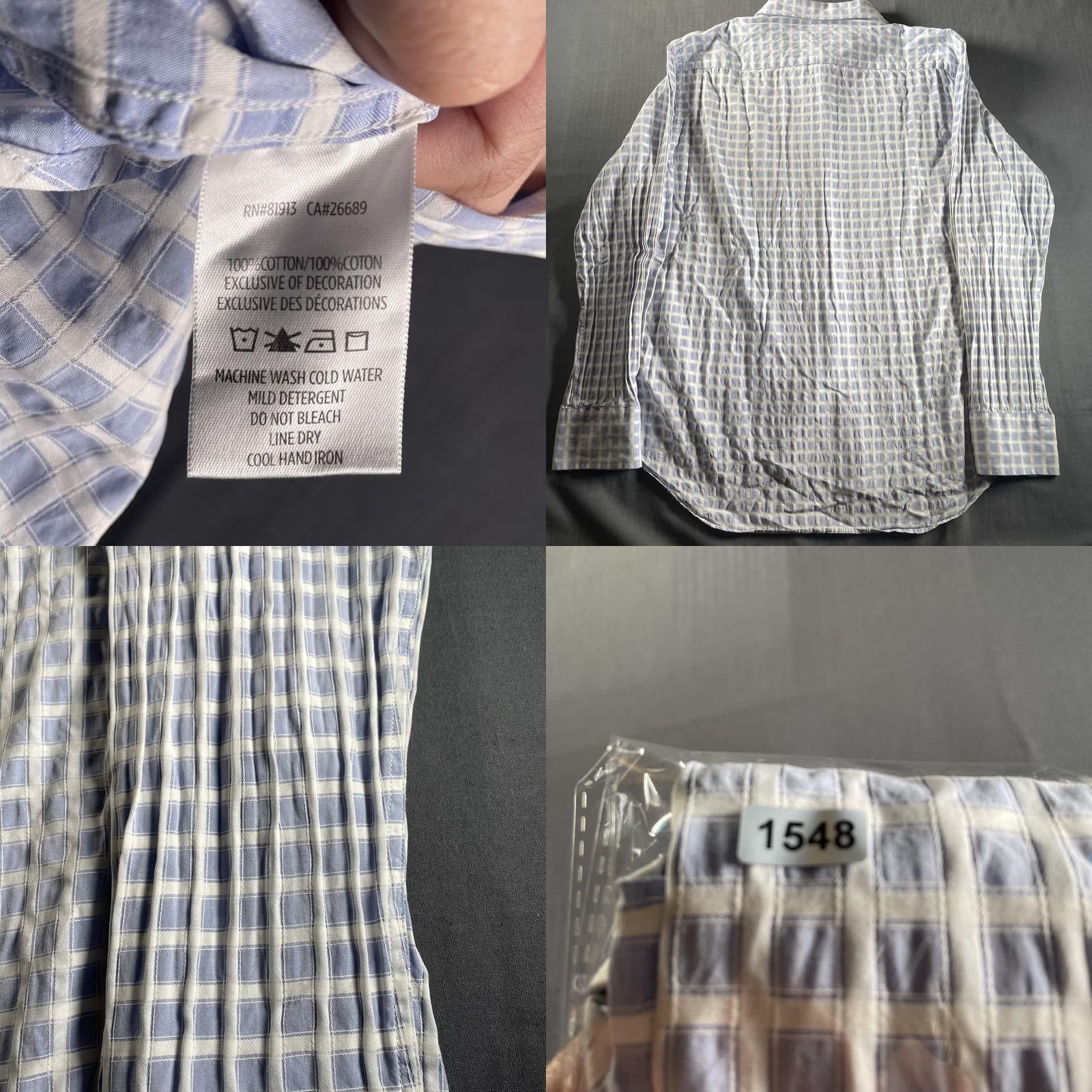 Robert Graham VINTAGE? No. Robert Graham Shirt Mens XL Blue White Check Long Sleeve Button Classic Fit Size US XL / EU 56 / 4 - 8 Thumbnail