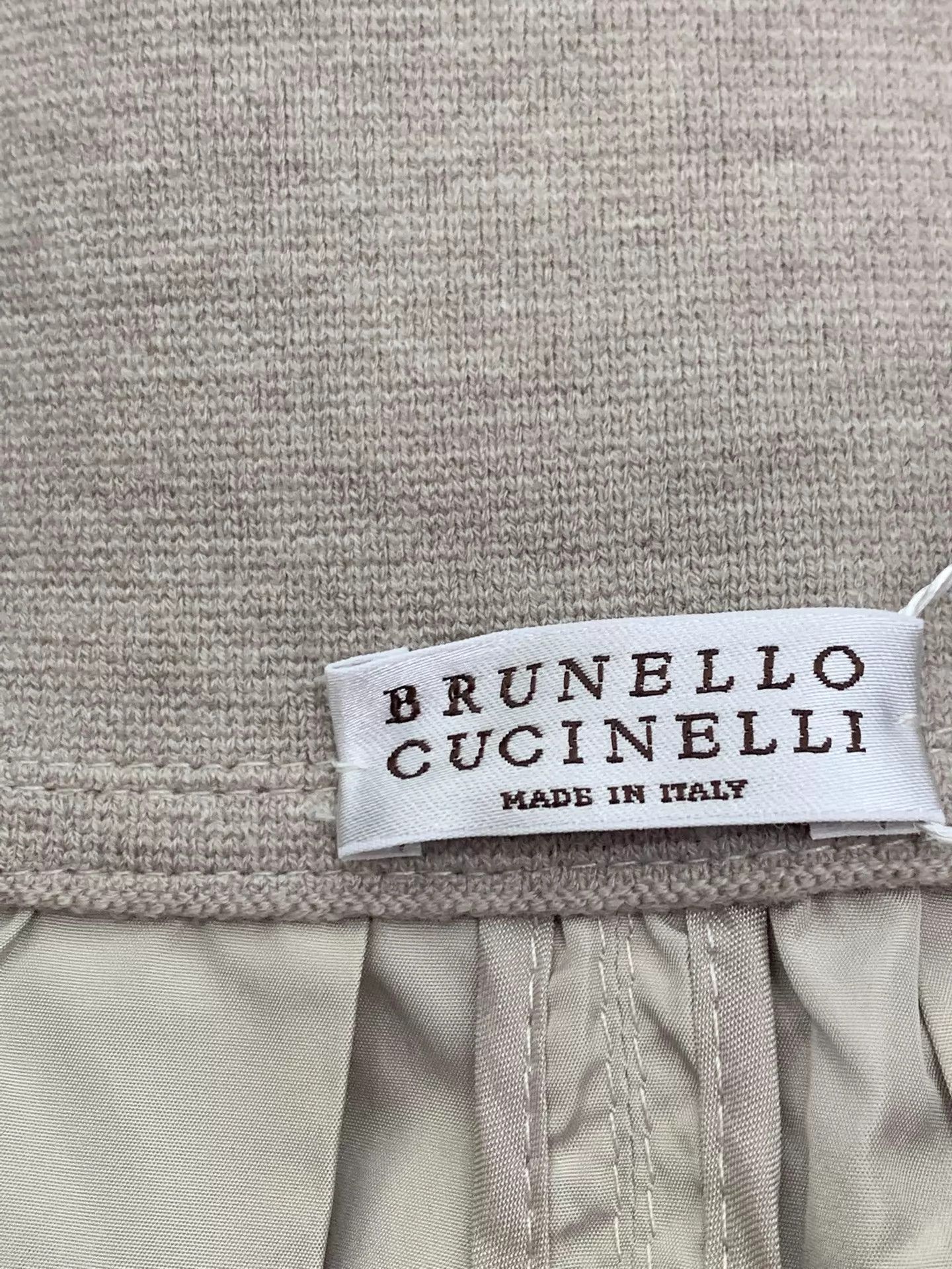 Brunello Cucinelli Brunello Cucinelli Oatmeal Elastic-Waist Skirt 40 Size 27" / US 4 / IT 40 - 4 Thumbnail