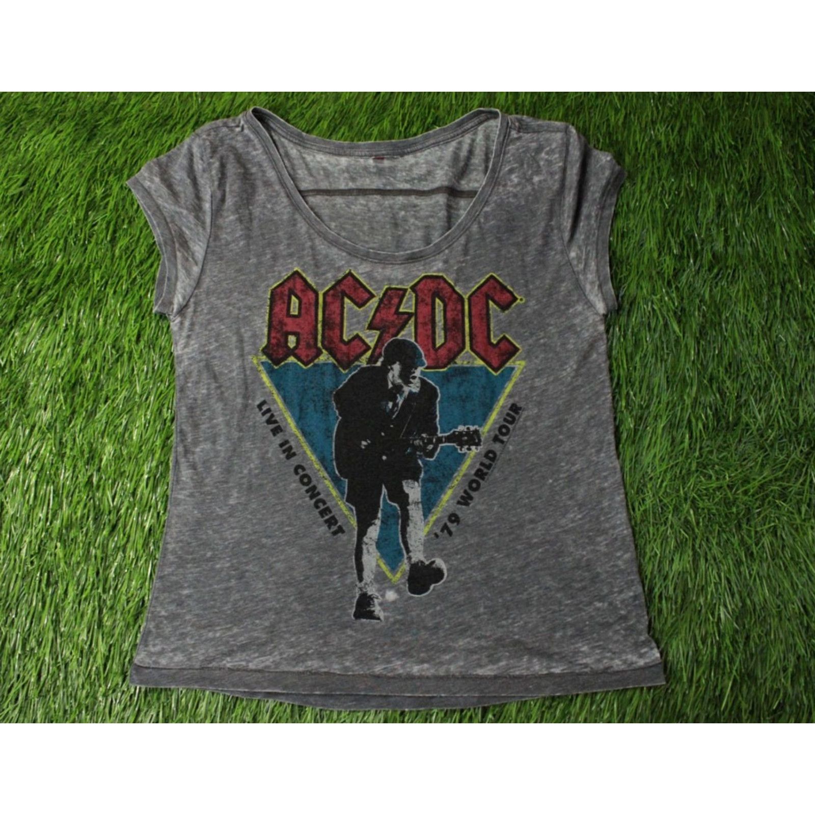Vintage AC/DC Flick Of The Switch Women T-Shirt Tee Jersey Size L Gray Official Product Rock Shirt Womens Size L / US 10 / IT 46 - 2 Thumbnail