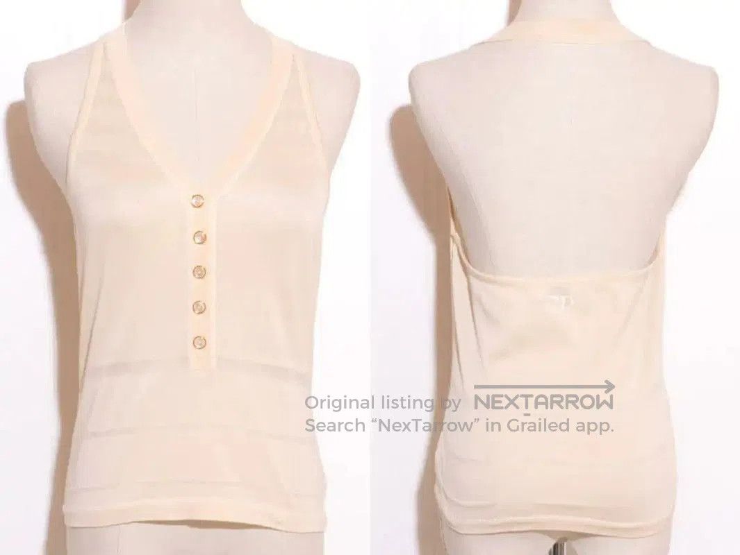 Dior Dior Summer Beige Cotton Embroidered Tank Top . Size M / US 6-8 / IT 42-44 - 3 Thumbnail