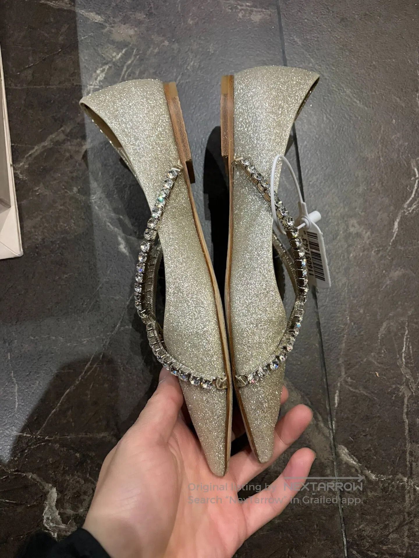 Jimmy Choo Jimmy Choo Glitter Cross Chain Flats. Size US 5.5 / IT 35.5 - 2 Thumbnail