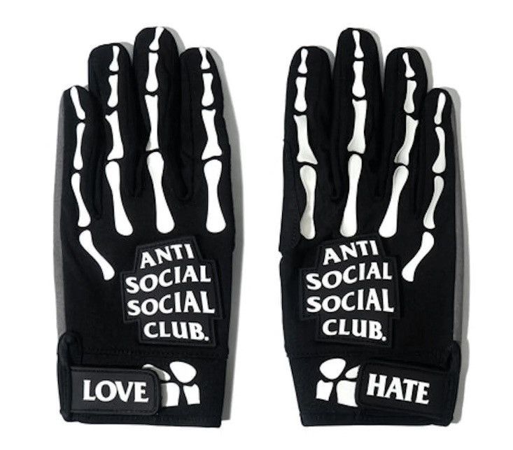 Pre-owned Anti Social Social Club Assc Anti Social Club To The Bone Gloves 2xl Ftp Supreme In Black