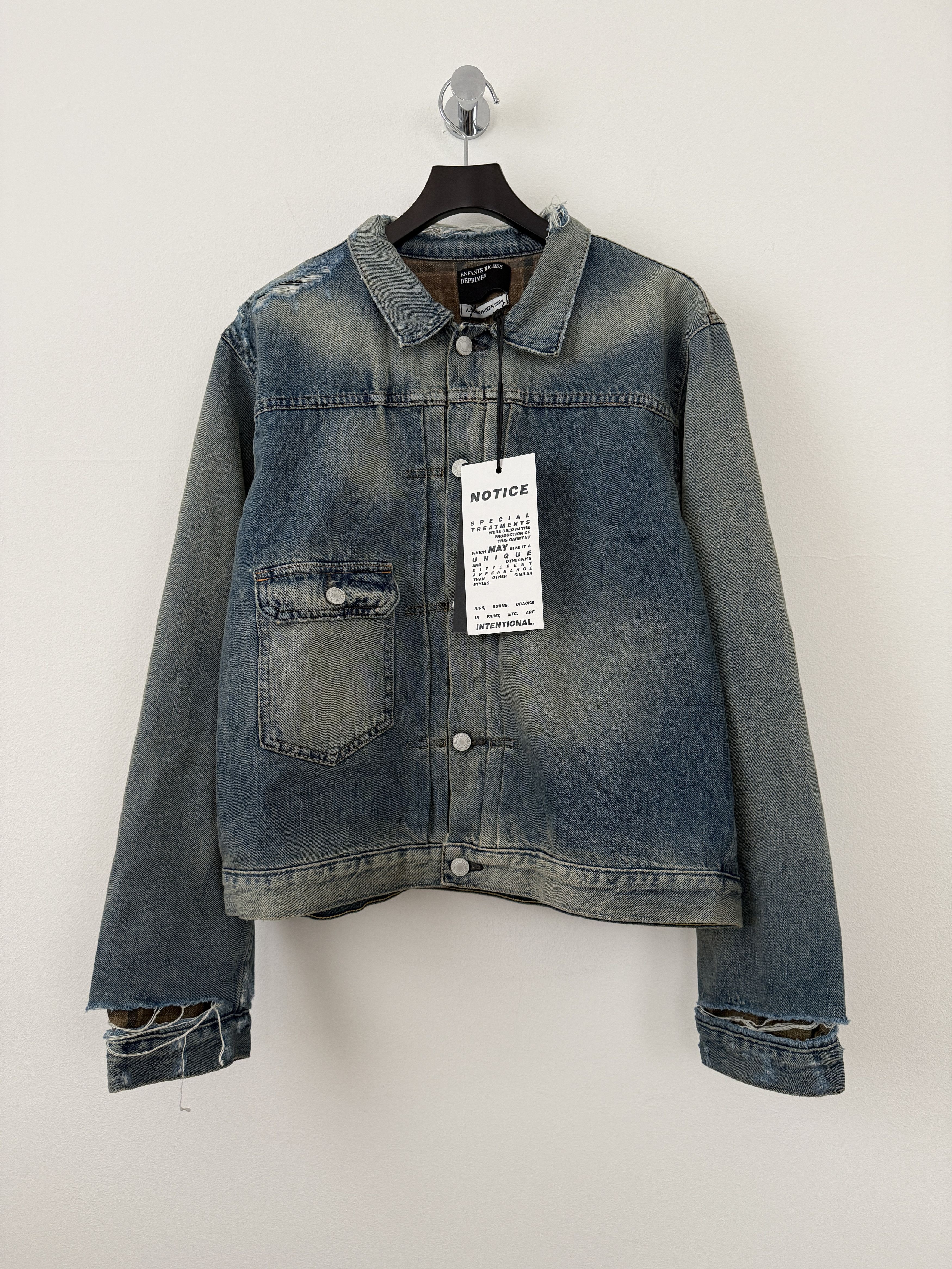 Enfants Riches Deprimes Distressed Lined Denim Jacket Size US L / EU 52-54 / 3 - 1 Thumbnail