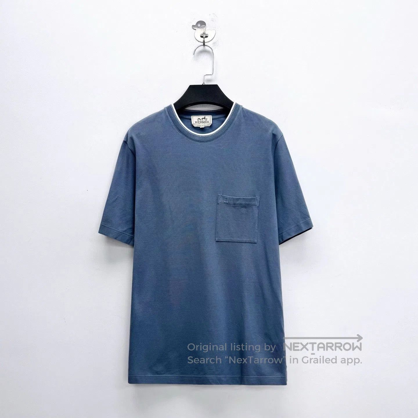 Hermes Hermes 2025 New Light Blue Ribbed Neck Short Sleeve. Size US S / EU 44-46 / 1 - 1 Thumbnail