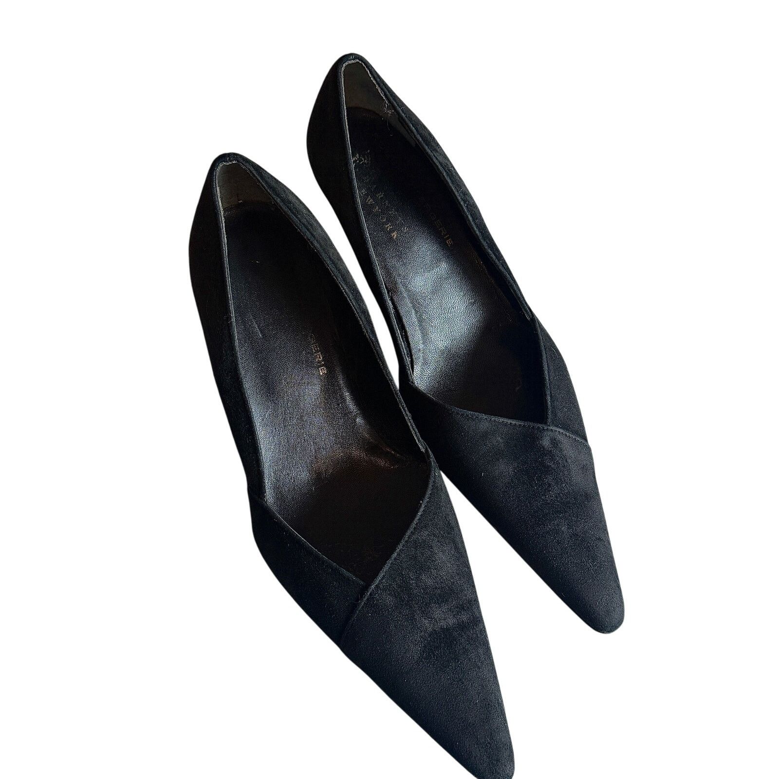 Robert Clergerie ROBERT CLERGERIE BLACK SUEDE POINTED TOE TRIANGLE HEEL PUMPS Size US 8.5 / IT 38.5 - 1 Thumbnail