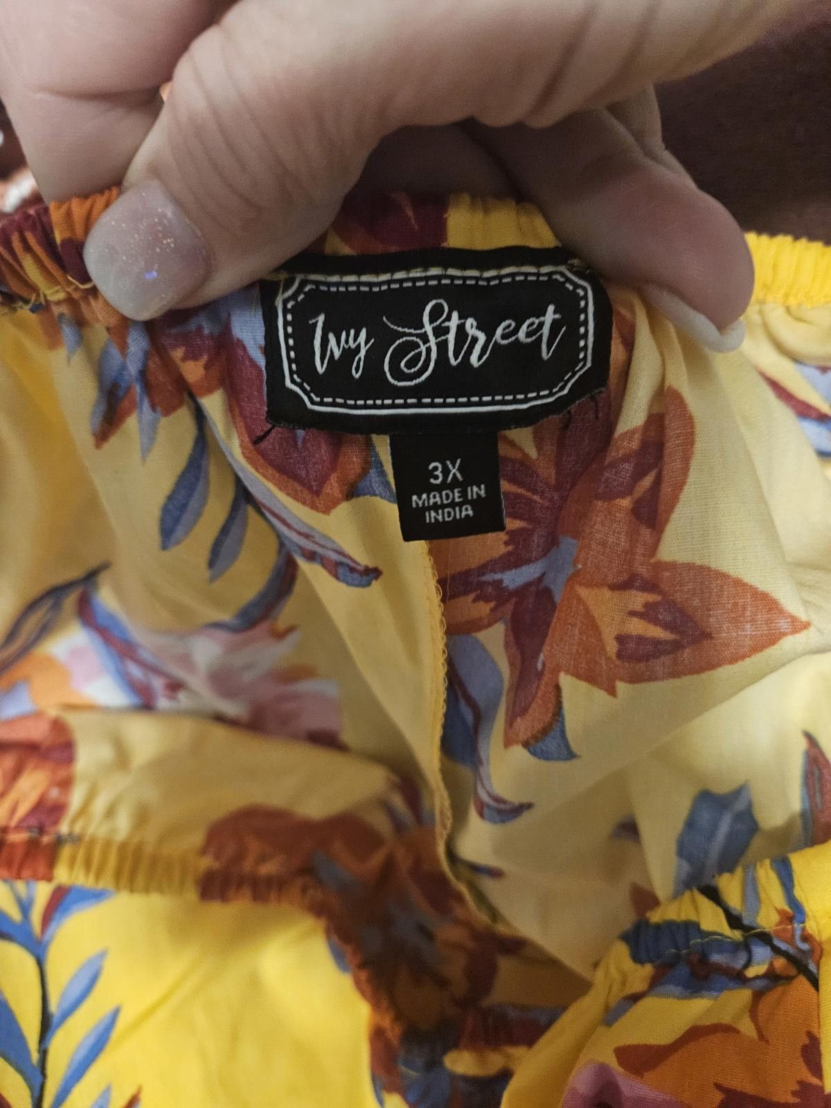 Designer Ivy Street Floral Yellow Dress with Puff Sleeves #395 Size 3XL / US 20-22 - 6 Thumbnail