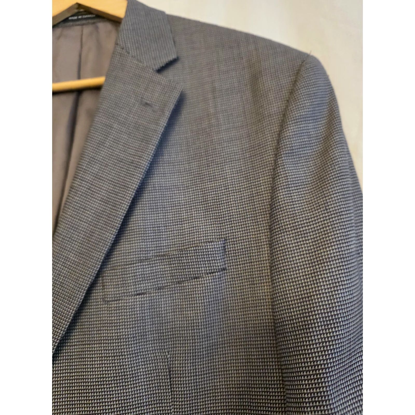 Cremieux Cremieux Blazer Sport Coat Mens 44 Gray Wool Check Loro Piana Jacket READ Size 44R - 3 Thumbnail