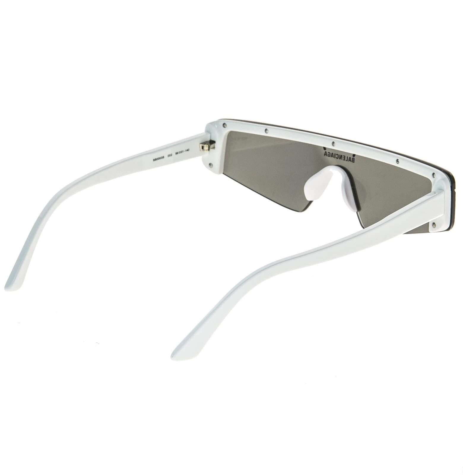 Balenciaga BALENCIAGA BB0003S SKI 0003 White Silver Fashion Sunglasses Size ONE SIZE - 6 Thumbnail