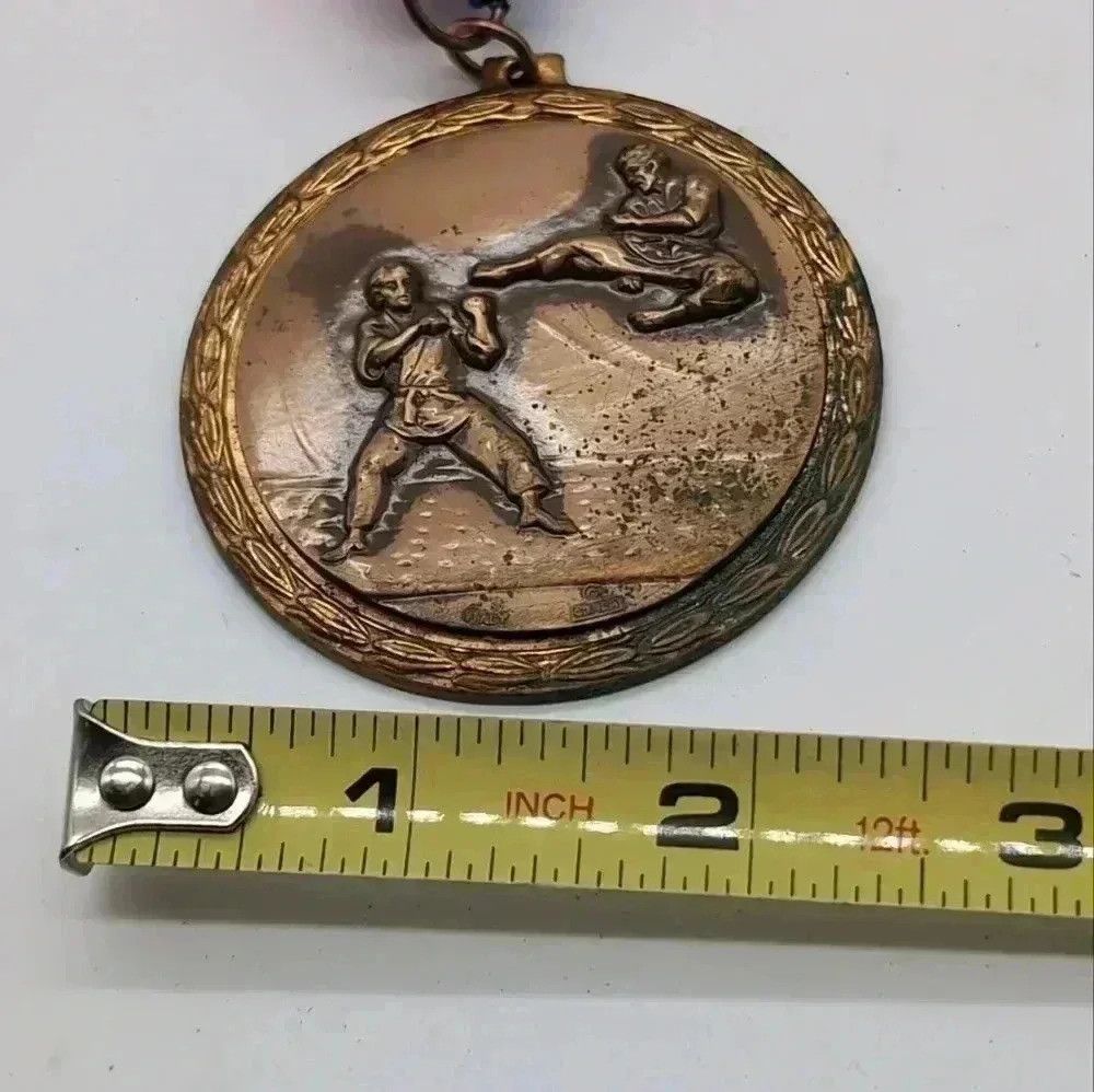 Vintage 1973 Karate Brown Belt Bronze Medal VBC Size ONE SIZE - 3 Thumbnail