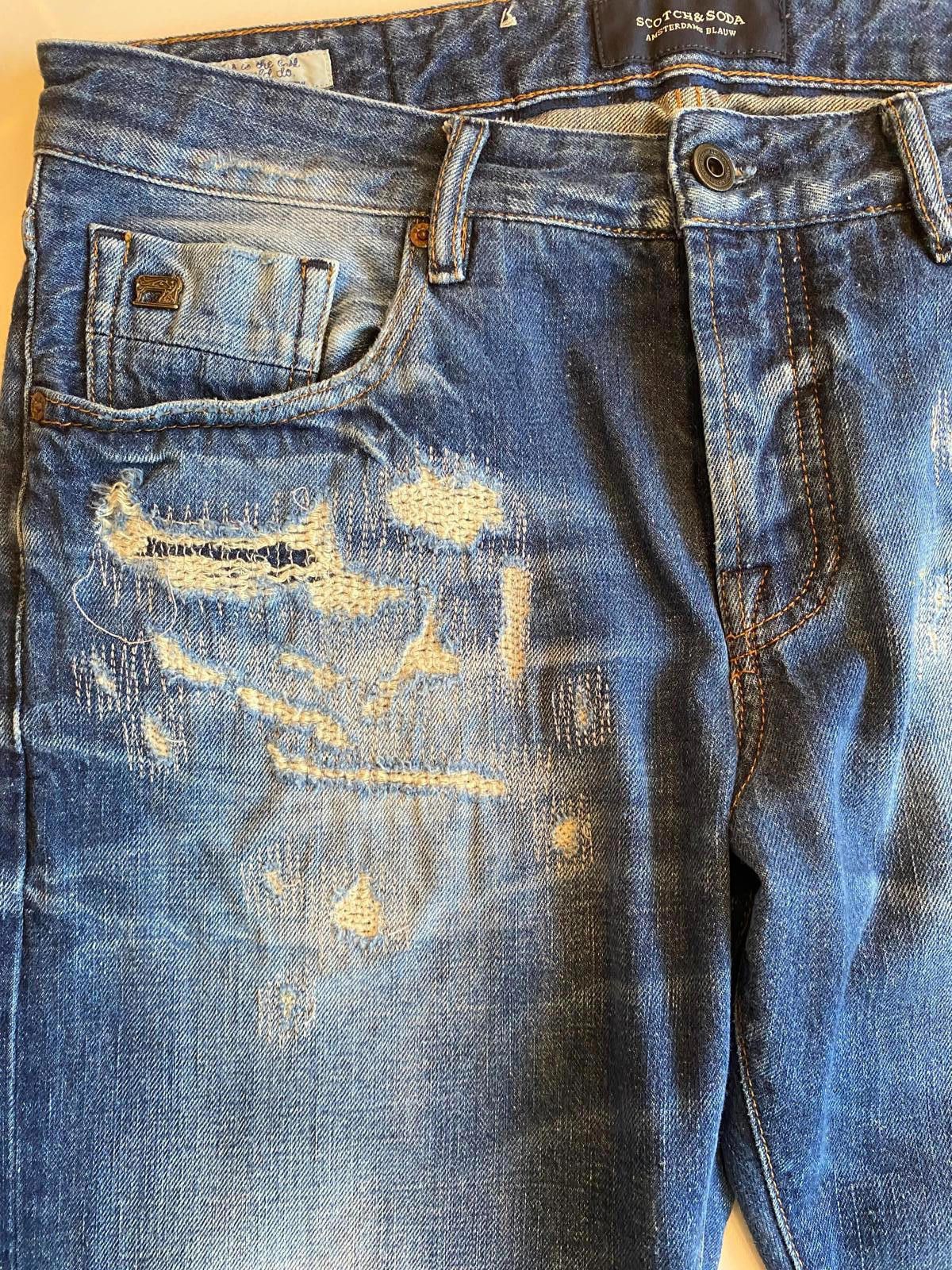 Scotch & Soda Scotch & Soda Mens Jeans Ralston Blue Distressed Size 33 Size US 33 - 3 Thumbnail