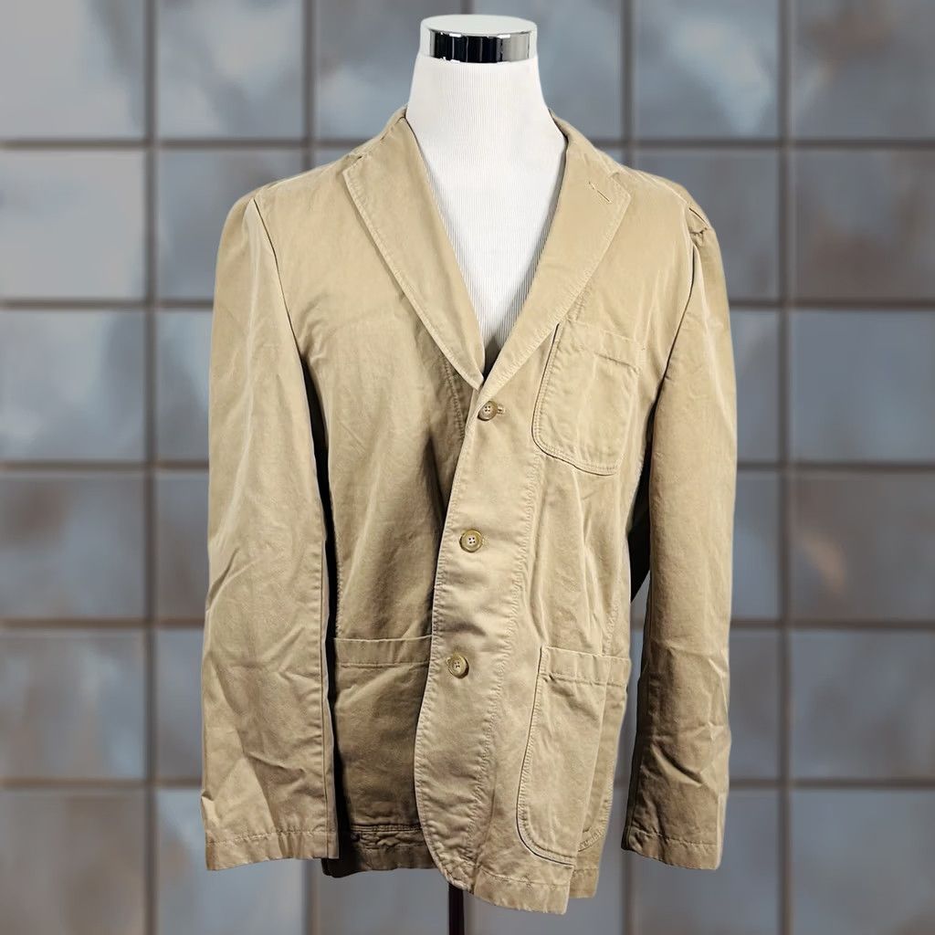 J.Crew NWT J.CREW XL Beige 100% Cotton Chino Sport Coat Three-Button Single-Vented Notch Lapel Men’s/Adult Regular Fit Jacket Coat Wool Free Size US XL / EU 56 / 4 - 1 Thumbnail