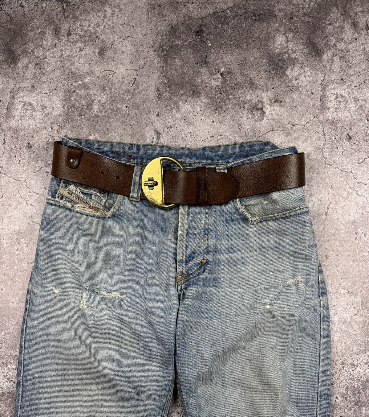 Diesel Vintage Diesel Y2K Archive Opium Brown Leather Belt Japan Size ONE SIZE - 4 Thumbnail