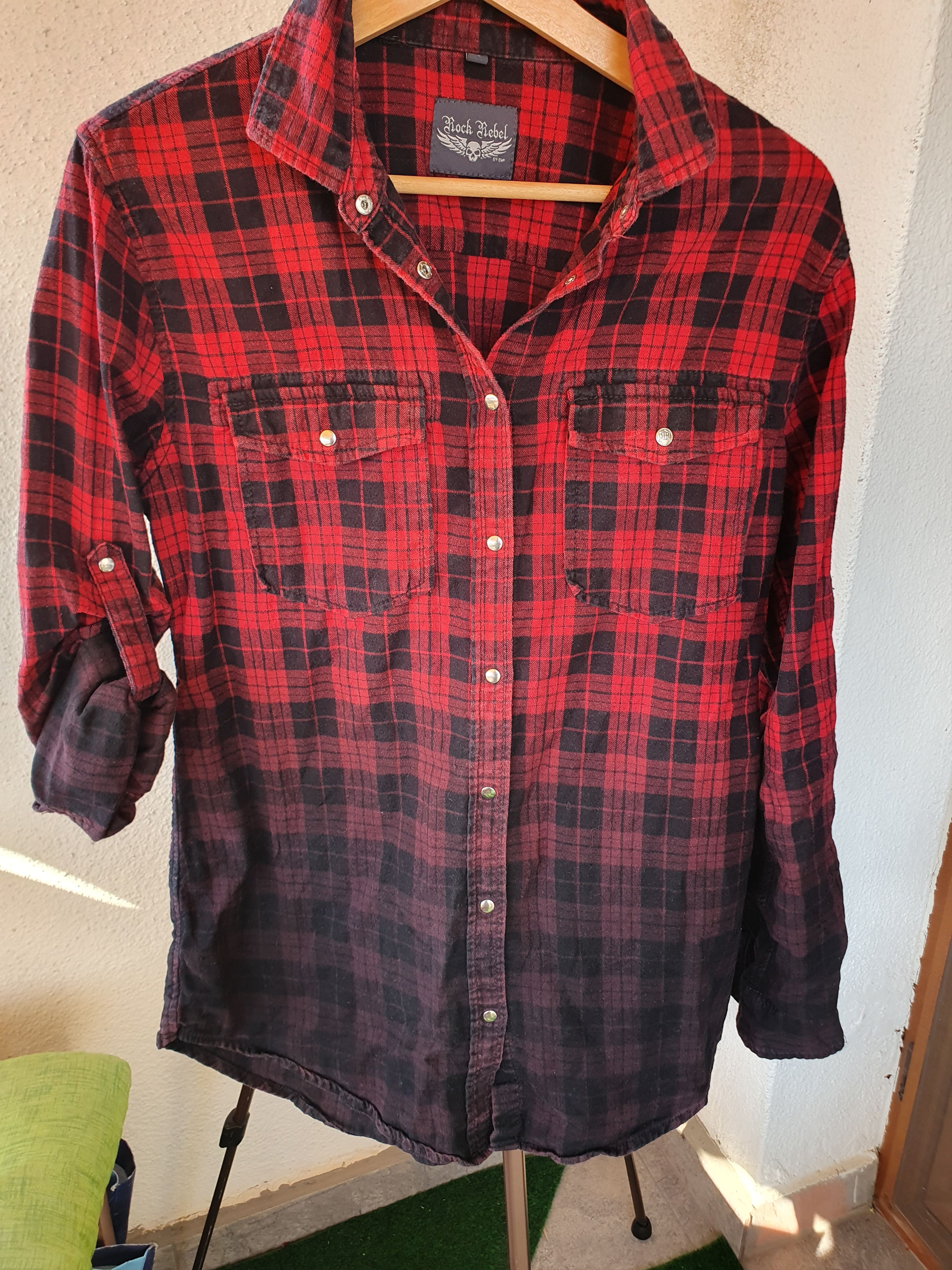 Other Rock Rebel by EMP Plaid Shirt Rhinestone Scull on back L Size L / US 10 / IT 46 - 6 Thumbnail