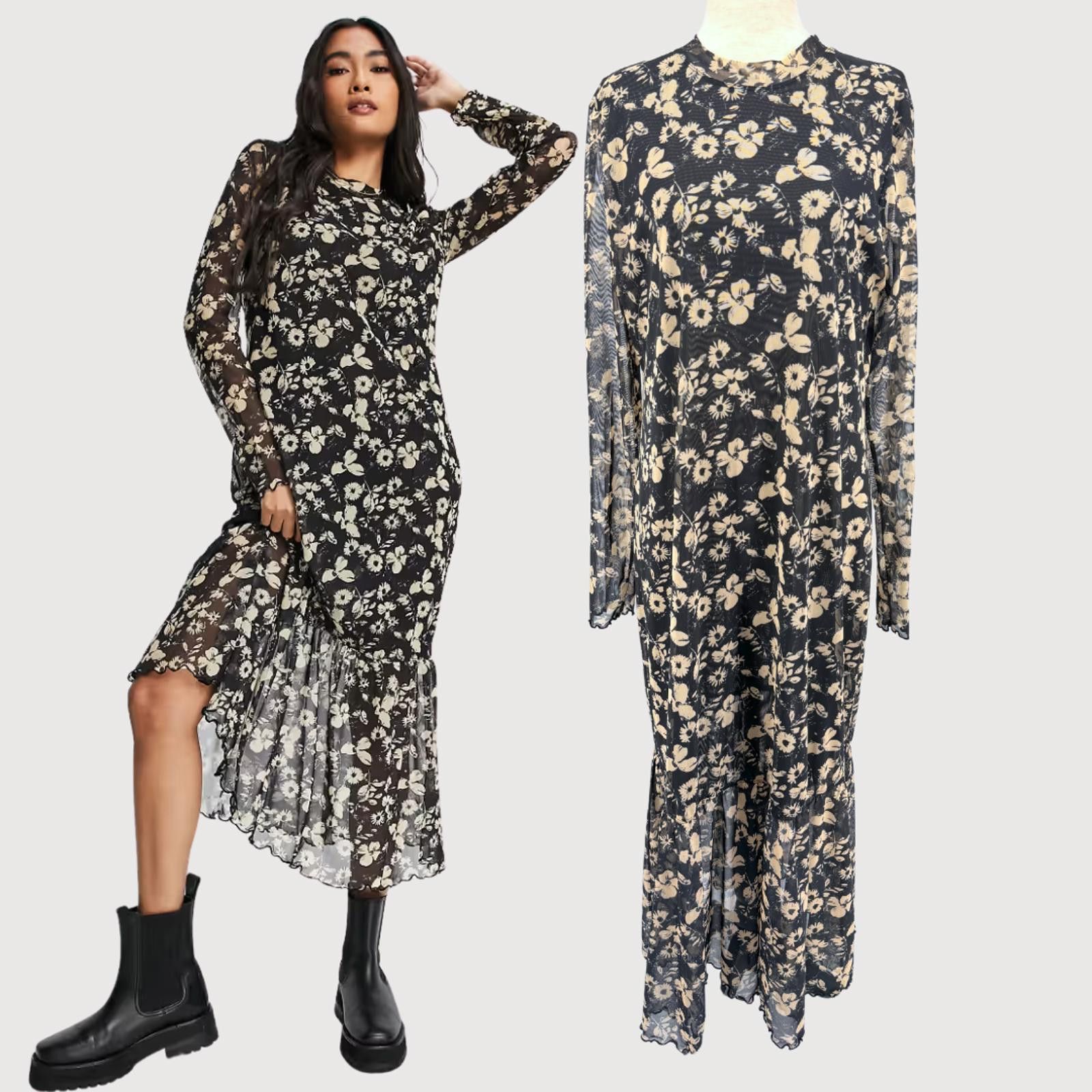 Other & Other Stories Floral Mesh Midi Dress Whimsical Goth L Size L / US 10 / IT 46 - 1 Thumbnail