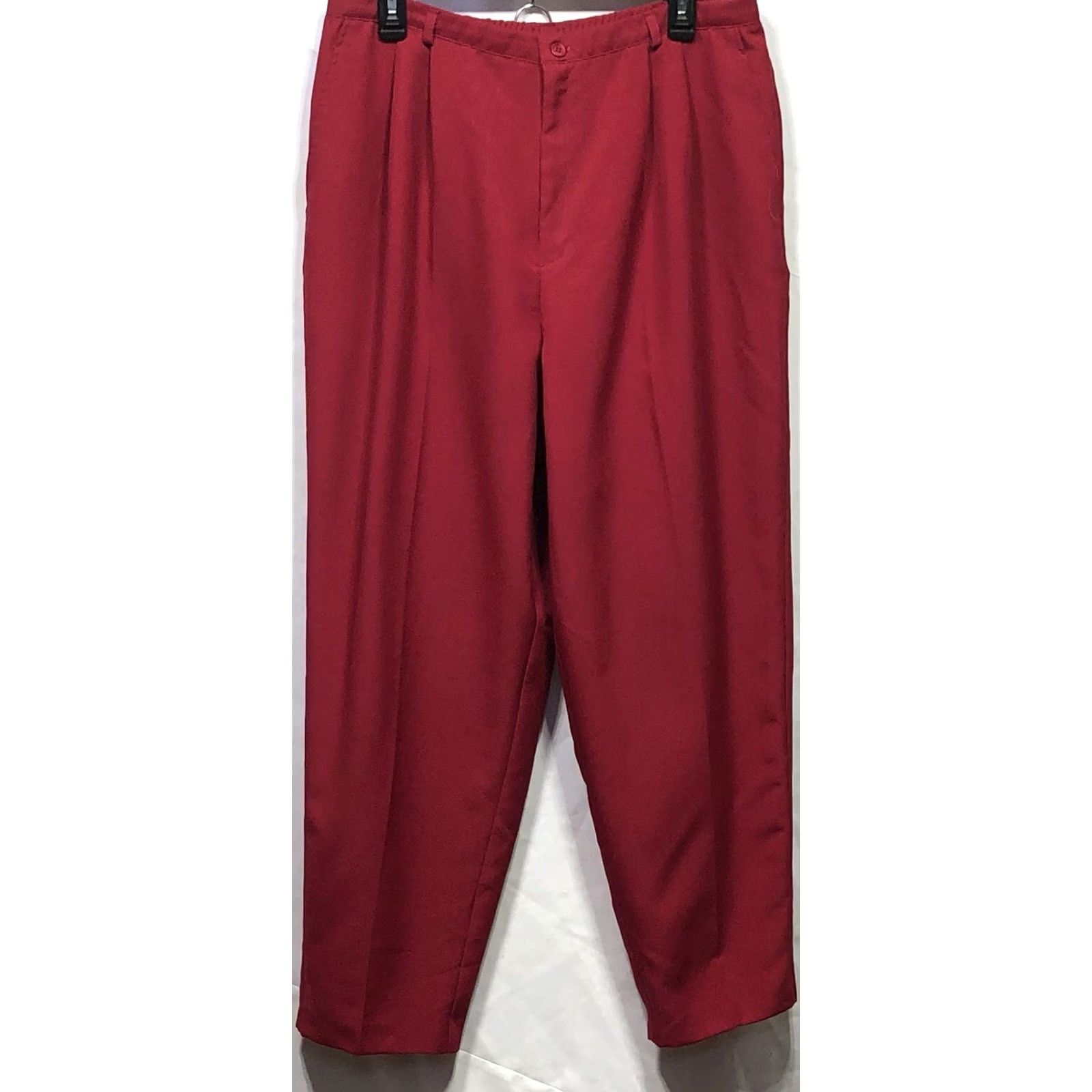 Vintage Liz Baker Dress Pants Slacks 18 Red Pleat Front 34"W High Rise Straight Leg Size 40" / US 18 - 2 Thumbnail