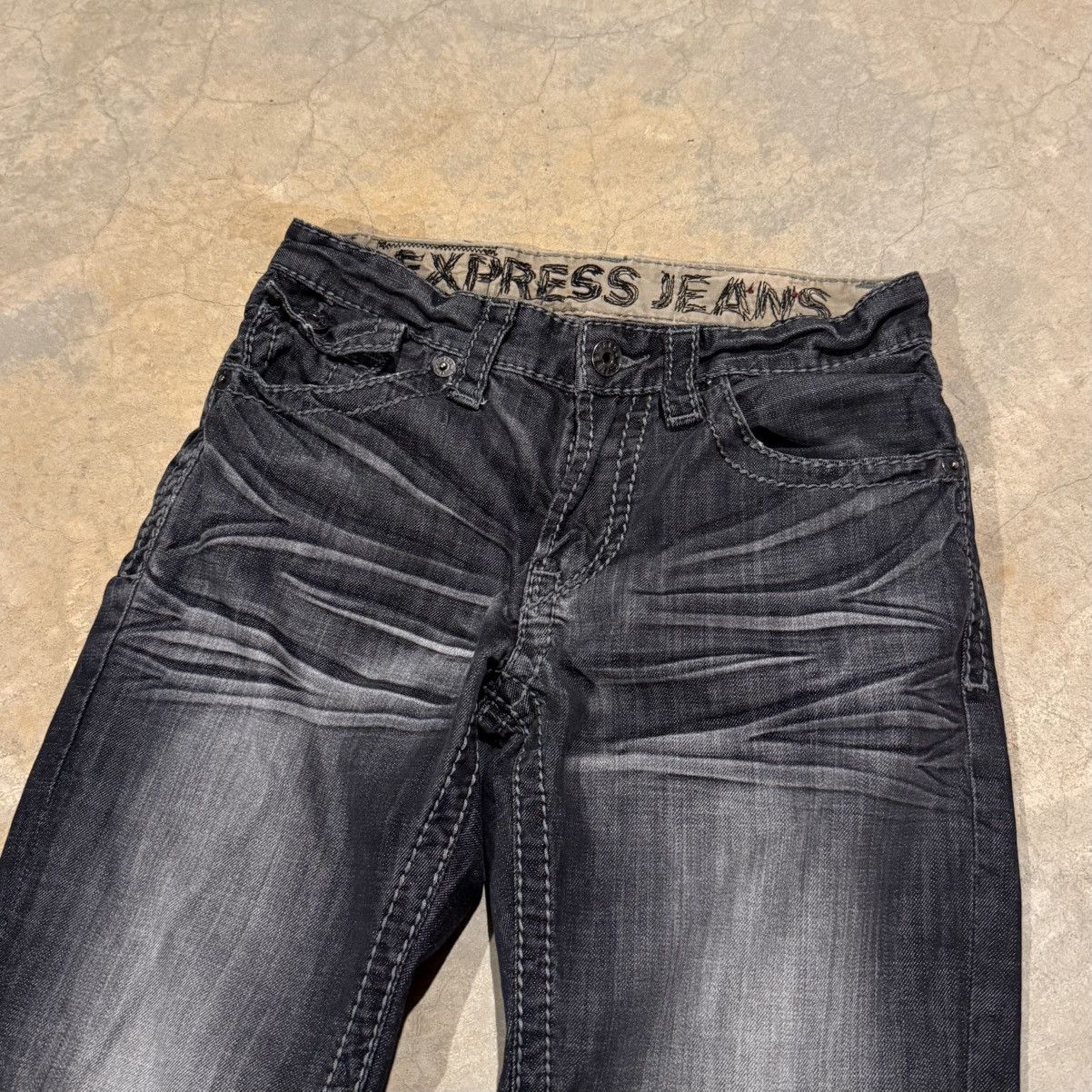 Vintage Vtg 2000s Faded Distressed Flap Pocket Jeans ERD Grunge Y2K Size US 29 - 4 Thumbnail