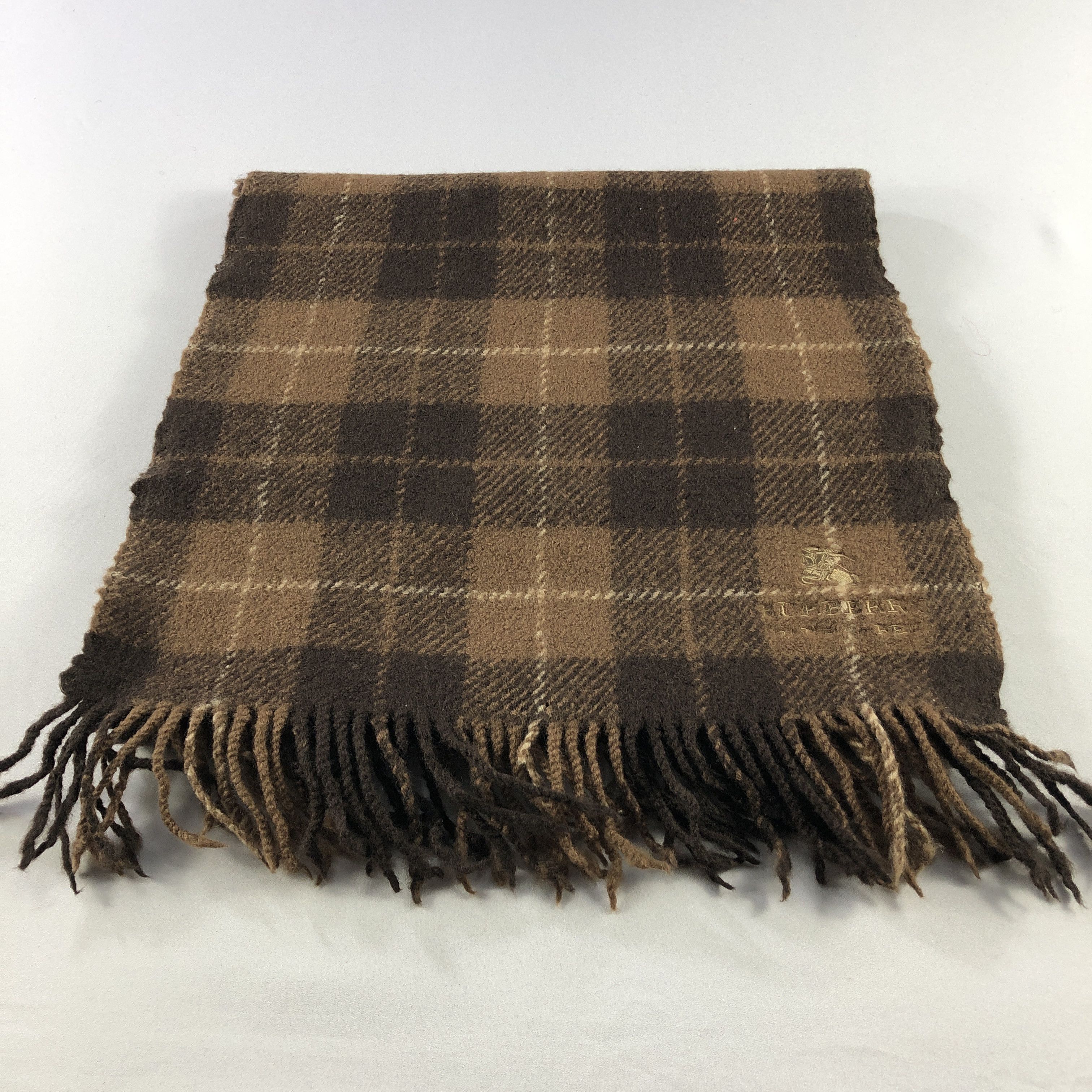 Burberry Burberrys Nova Check Brown Wool Scarf Muffler V2844 Size ONE SIZE - 4 Thumbnail