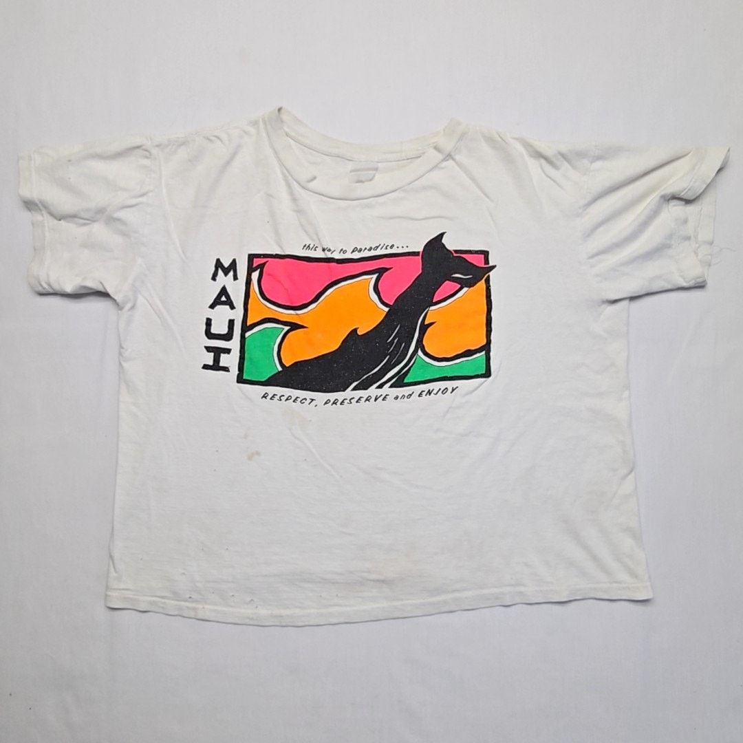 Vintage Vintage Maui Graphic Tee White Cropped Womens Large Shirt Size L / US 10 / IT 46 - 1 Thumbnail
