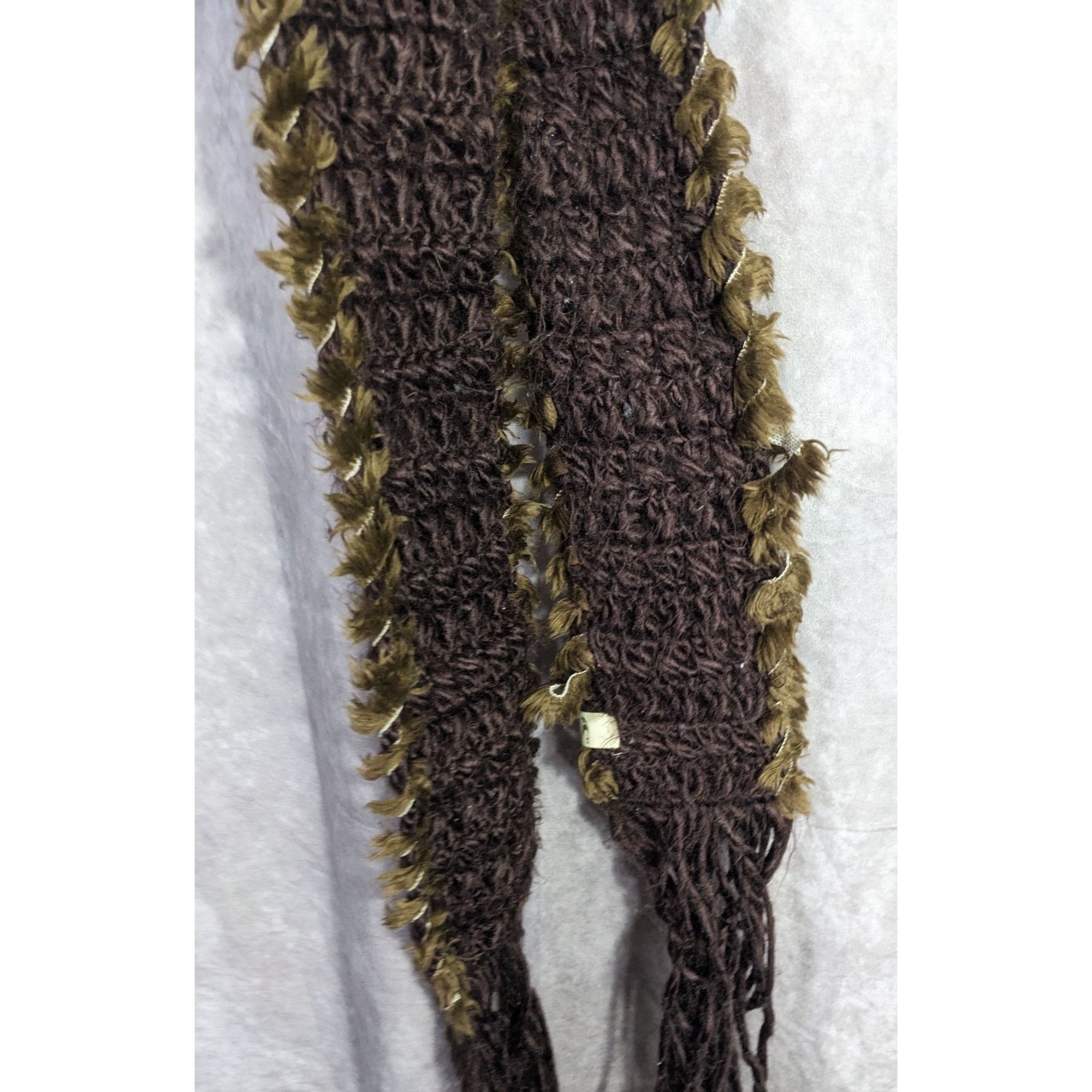 O'Neill Sporty O'Neill Brown Knit Scarf With Fringe & Faux Fur Trim Size ONE SIZE - 6 Thumbnail