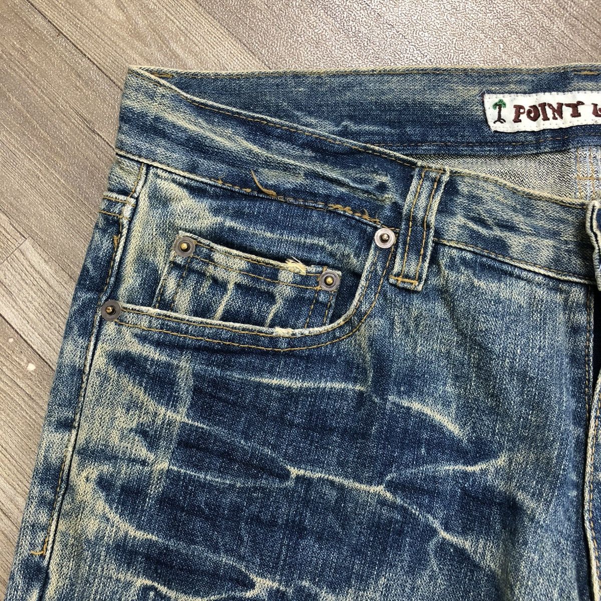 If Six Was Nine × Japanese Brand 2000s Crazy Distressed Point Loma I ❤️ Surf Baggy Jeans LGB Size US 31 - 4 Thumbnail