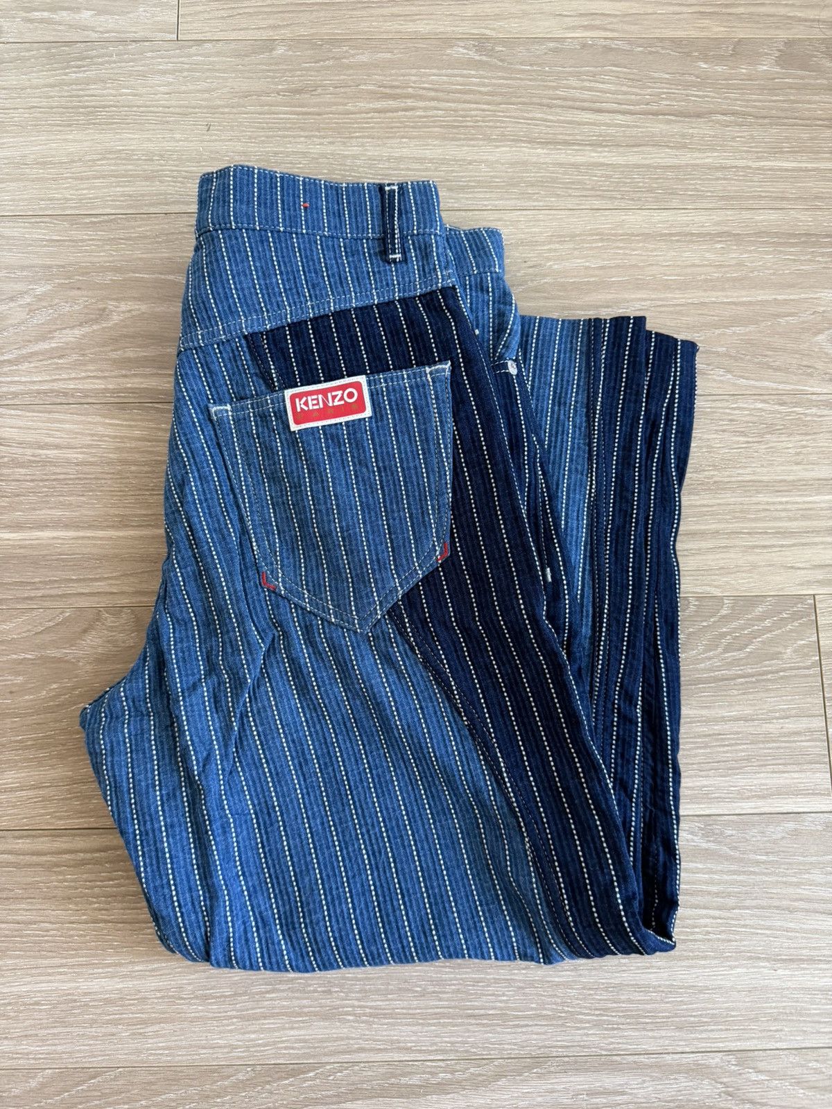 Kenzo Blue Pinstripe Pants Size US 31 - 1 Thumbnail