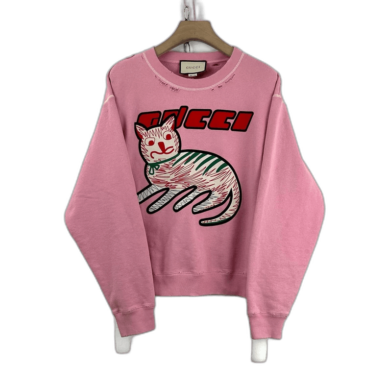 Gucci Pink Cat Graphic Sweatshirt-2505