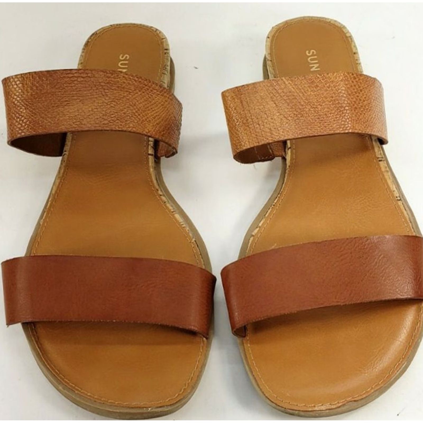 Vintage Sun + Stone Women's Slides Double Crossover Sandals Brown Size 7.5M EUC Shoes Slip On Casual Comfort Footwear Size US 8 / IT 38 - 6 Thumbnail
