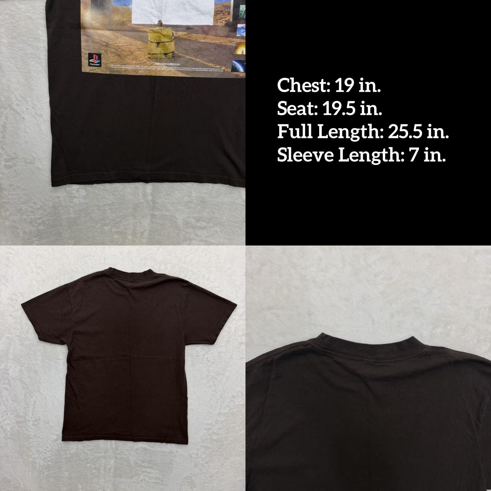 Travis Scott Cactus Jack PlayStation Shirt Mens S Brown Space Video Game Short Sleeve Crew Neck Logo Graphic Print Size US S / EU 44-46 / 1 - 8 Thumbnail