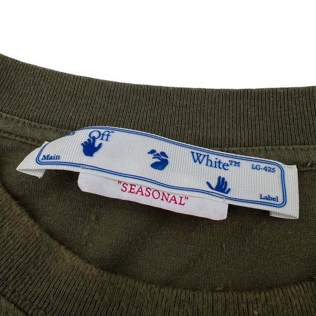 Off-White Off-White Rubber Diagonal Khaki T Shirt Size US XL / EU 56 / 4 - 5 Thumbnail