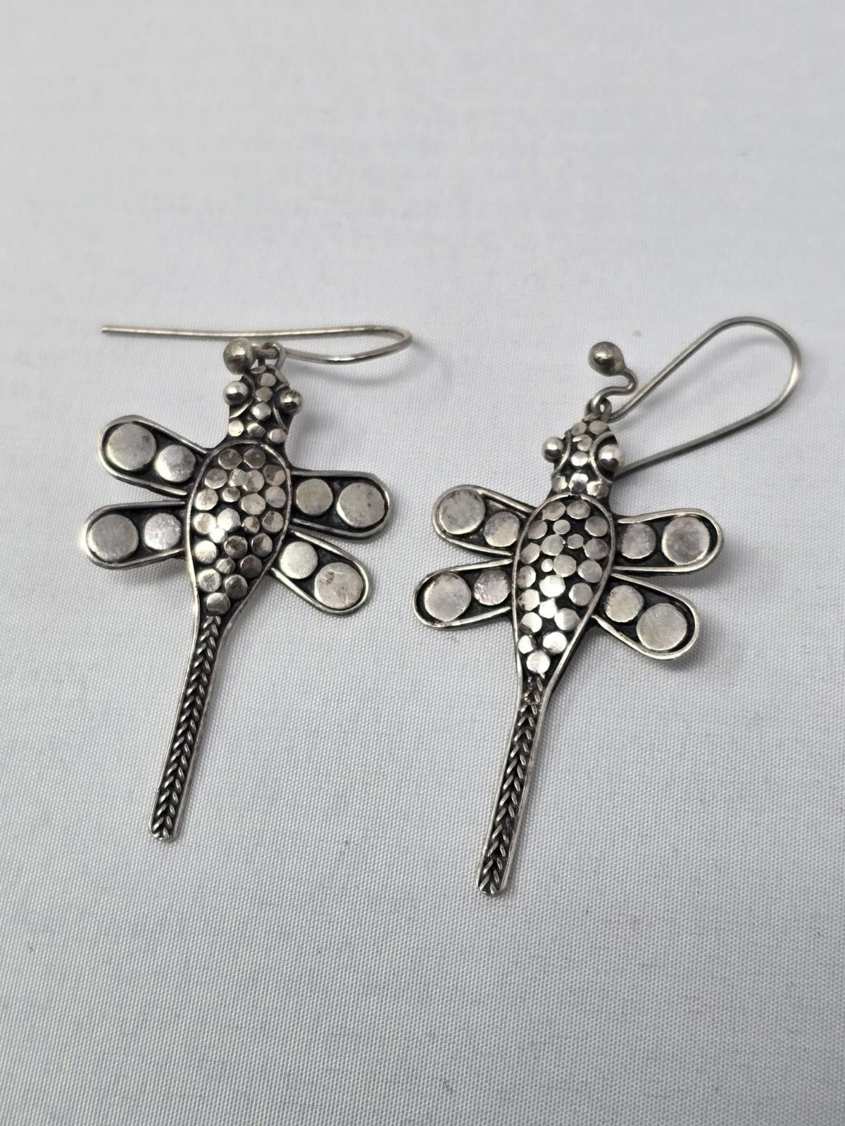 Dragonfly Vintage Sterling Silver Handmade Dragonfly Dangle Earrings Size ONE SIZE - 1 Thumbnail