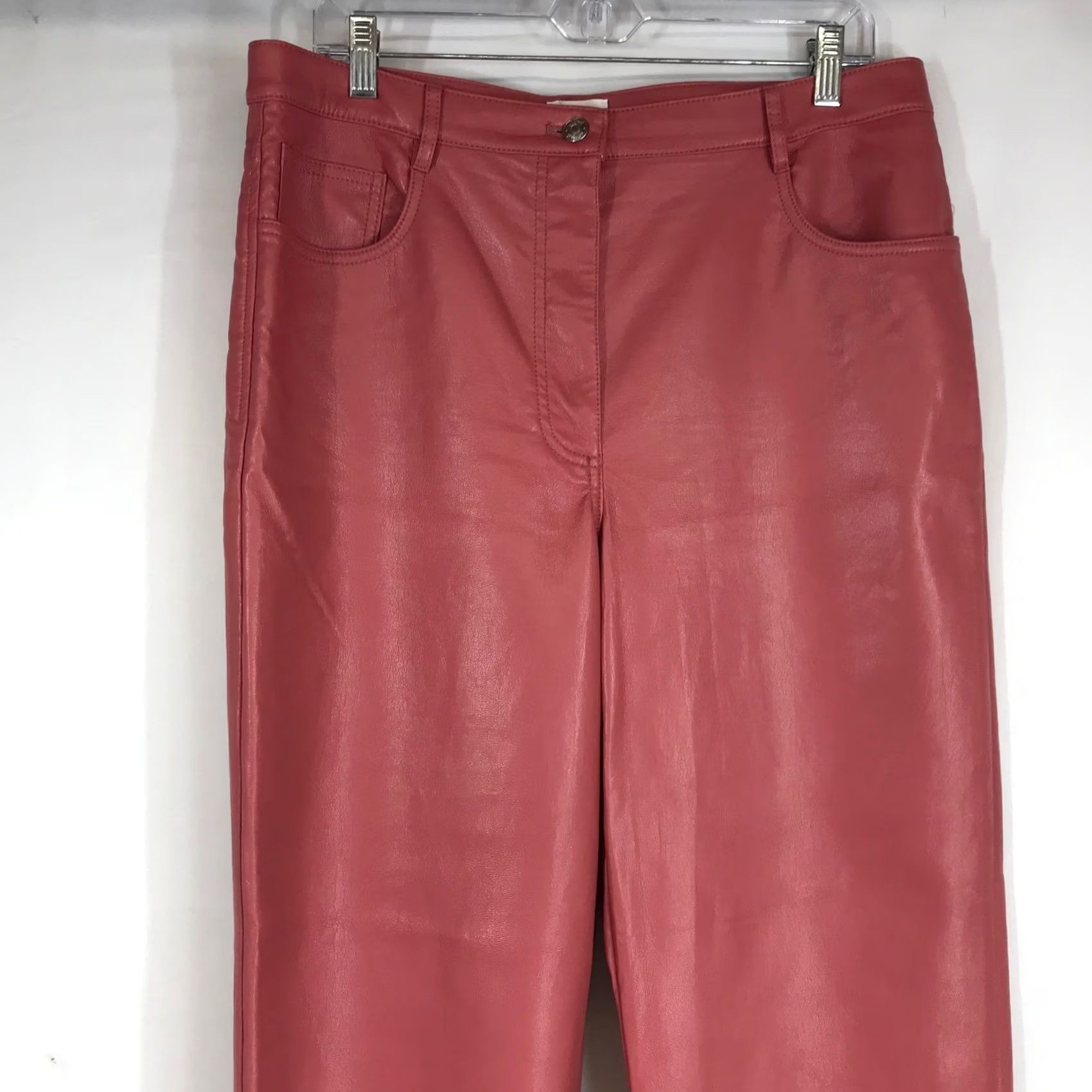 Vintage Wilfred Free Melina Pants Pink Vegan Leather High Waist Straight Leg Size 14 Size 36" / US 14 / IT 50 - 2 Thumbnail