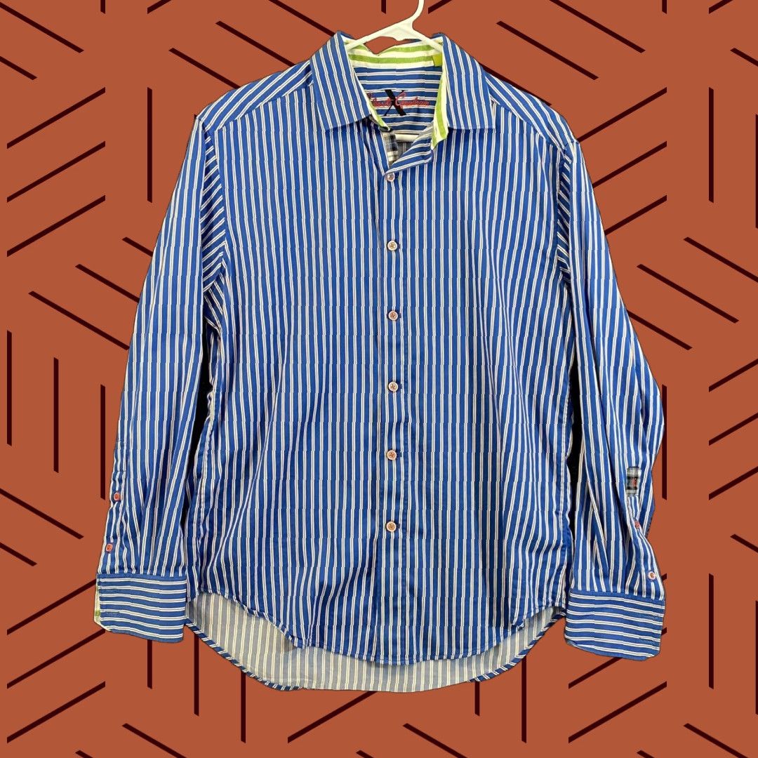 Robert Graham VINTAGE Robert Graham Shirt Men Medium Blue Stripe Button-Up Long Sleeve Casual Modern Mens Size US M / EU 48-50 / 2 - 1 Thumbnail