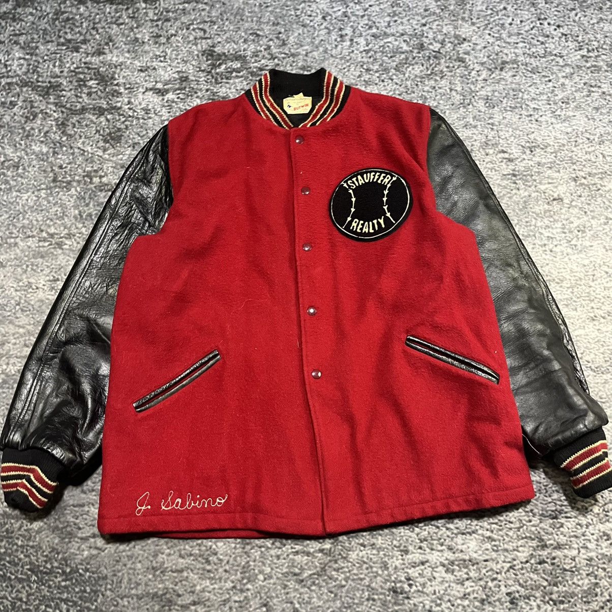 Vintage Vintage 1960s Stauffers Reality Wool Leather Varsity Jacket Size US L / EU 52-54 / 3 - 3 Thumbnail