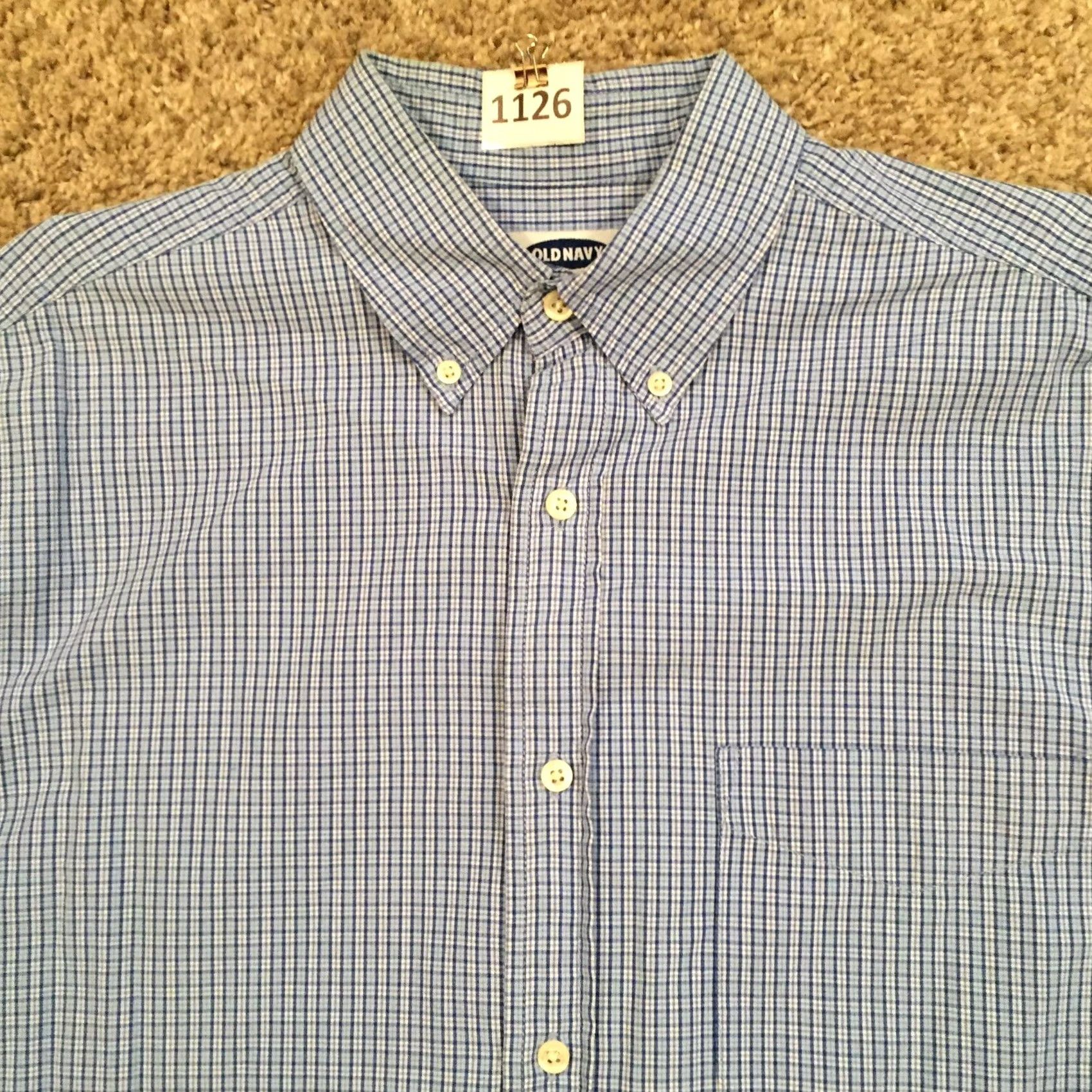 Old Navy Old Navy Shirt Mens Large Blue Plaid Long Sleeve Button-Up Regular Cotton Button-Down Collar Shirt Size US L / EU 52-54 / 3 - 3 Thumbnail
